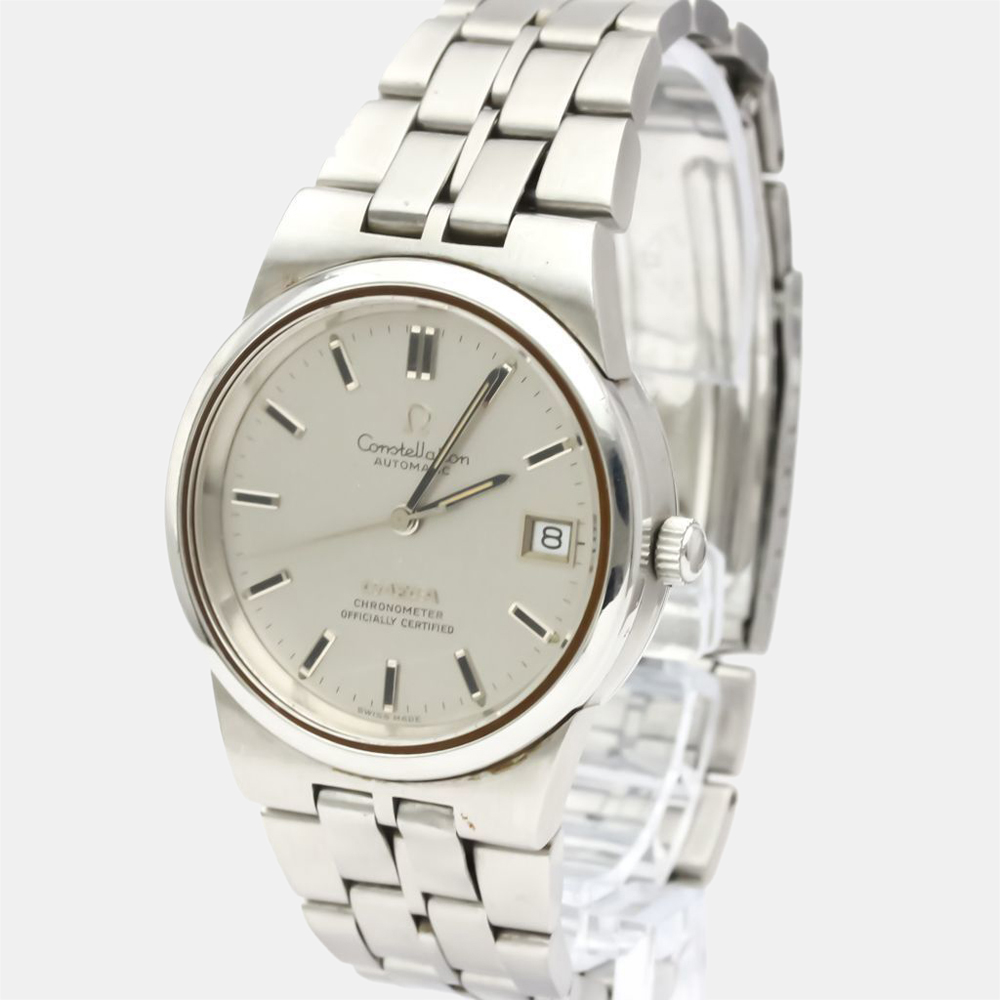 

Omega Silver Stainless Steel Constellation Cal 1011 Automatic Vintage 168.0055 Men's Wristwatch 35 mm