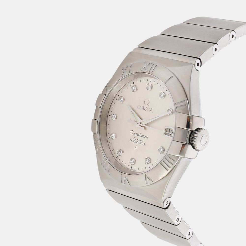 

Omega Silver Diamonds Stainless Steel Constellation 123.10.38.21.52.001 Men's Wristwatch 38 mm
