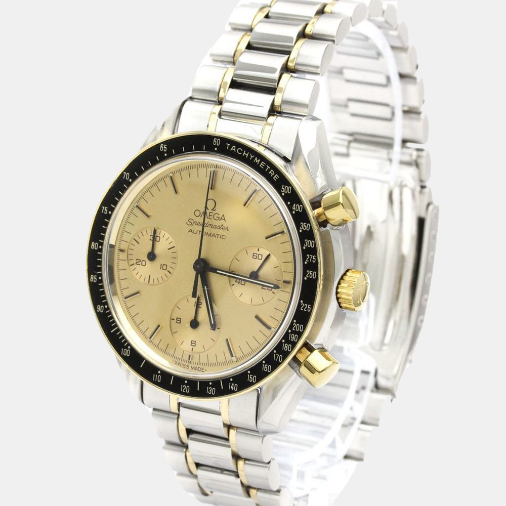 

Omega Champagne 18K Yellow Gold And Stainless Steel Speedmaster Automatic 175.0032 Men's Wristwatch 39 mm