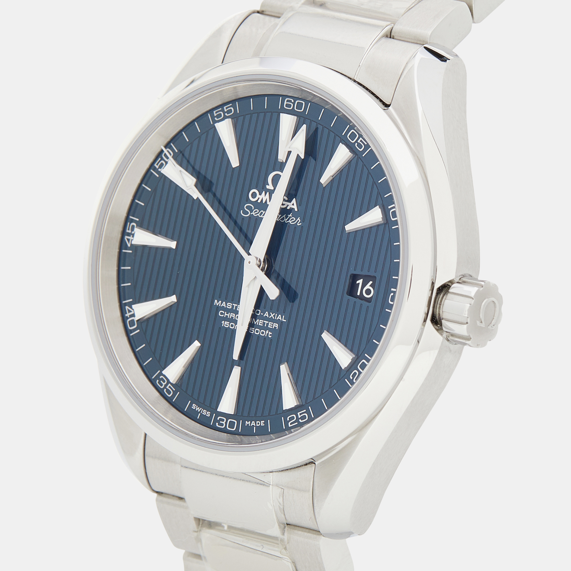 

Omega Blue Stainless Steel Seamaster Aqua Terra, Silver