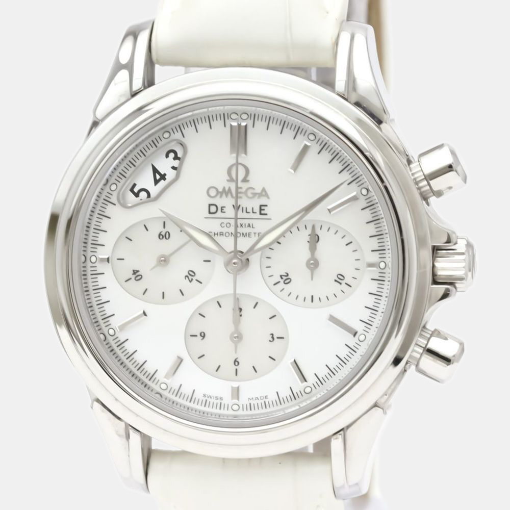 

Omega MOP Stainless Steel De ville Co-axial Chronograph 4878.70.36 Men's Wristwatch 35 mm, White