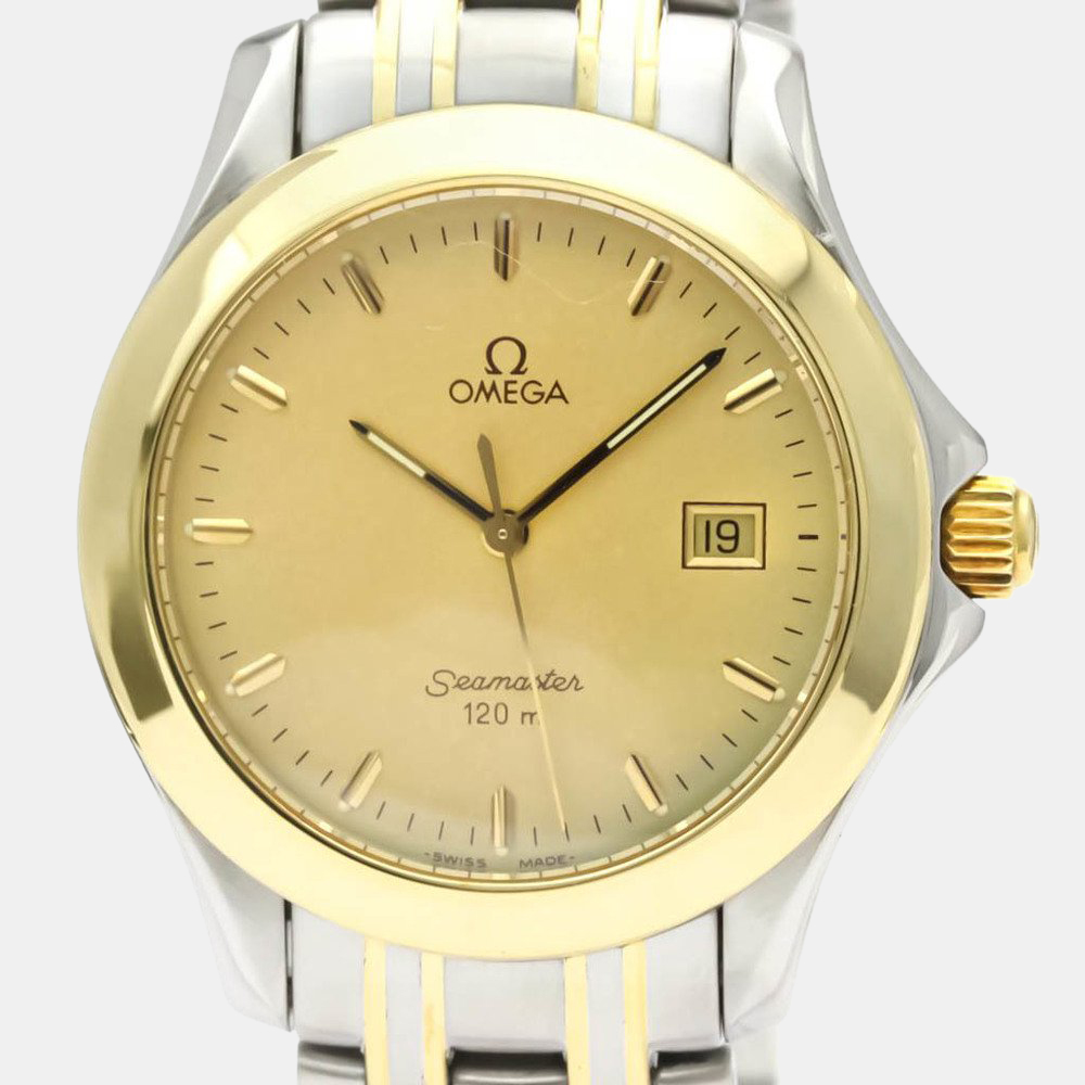 

Omega Gold 18K Yellow Gold And Stainless Steel Seamaster Quartz Men's Wristwatch 36 mm