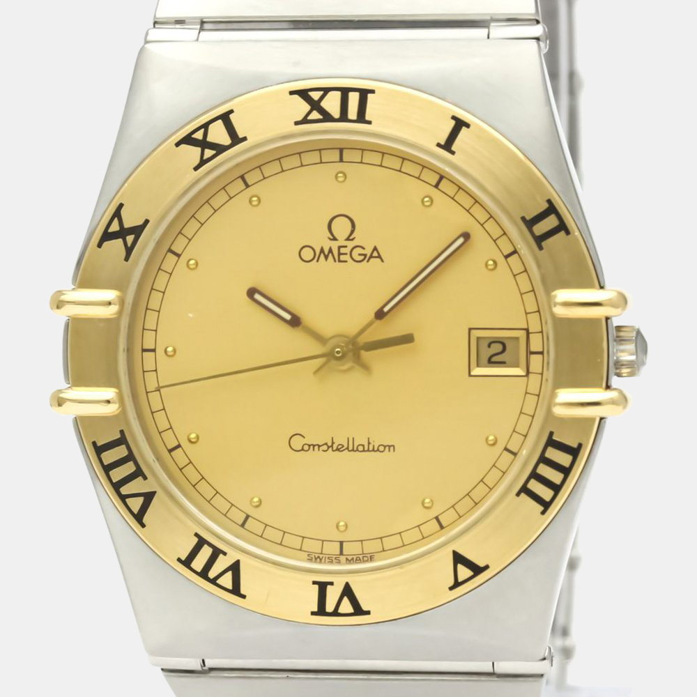 

Omega Champagne 18K Yellow Gold And Stainless Steel Constellation 396.1070 Automatic Men's Wristwatch 33 mm