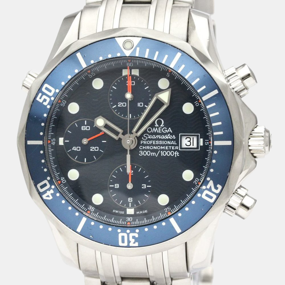 

Omega Blue Stainless Steel Seamaster Professional 2599.80 Automatic Men's Wristwatch 42 mm