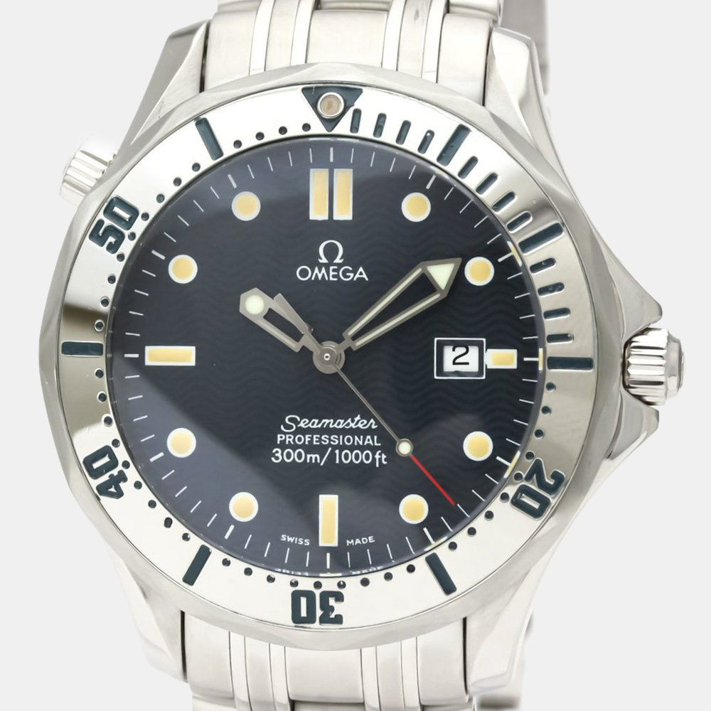 

Omega Blue Stainless Steel Seamaster Professional 2542.80 Quartz Men's Wristwatch 41 mm