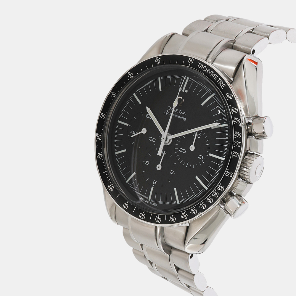 

Omega Black Stainless Steel Speedmaster Moonwatch 145.022 Manual Winding Men's Wristwatch 41 mm