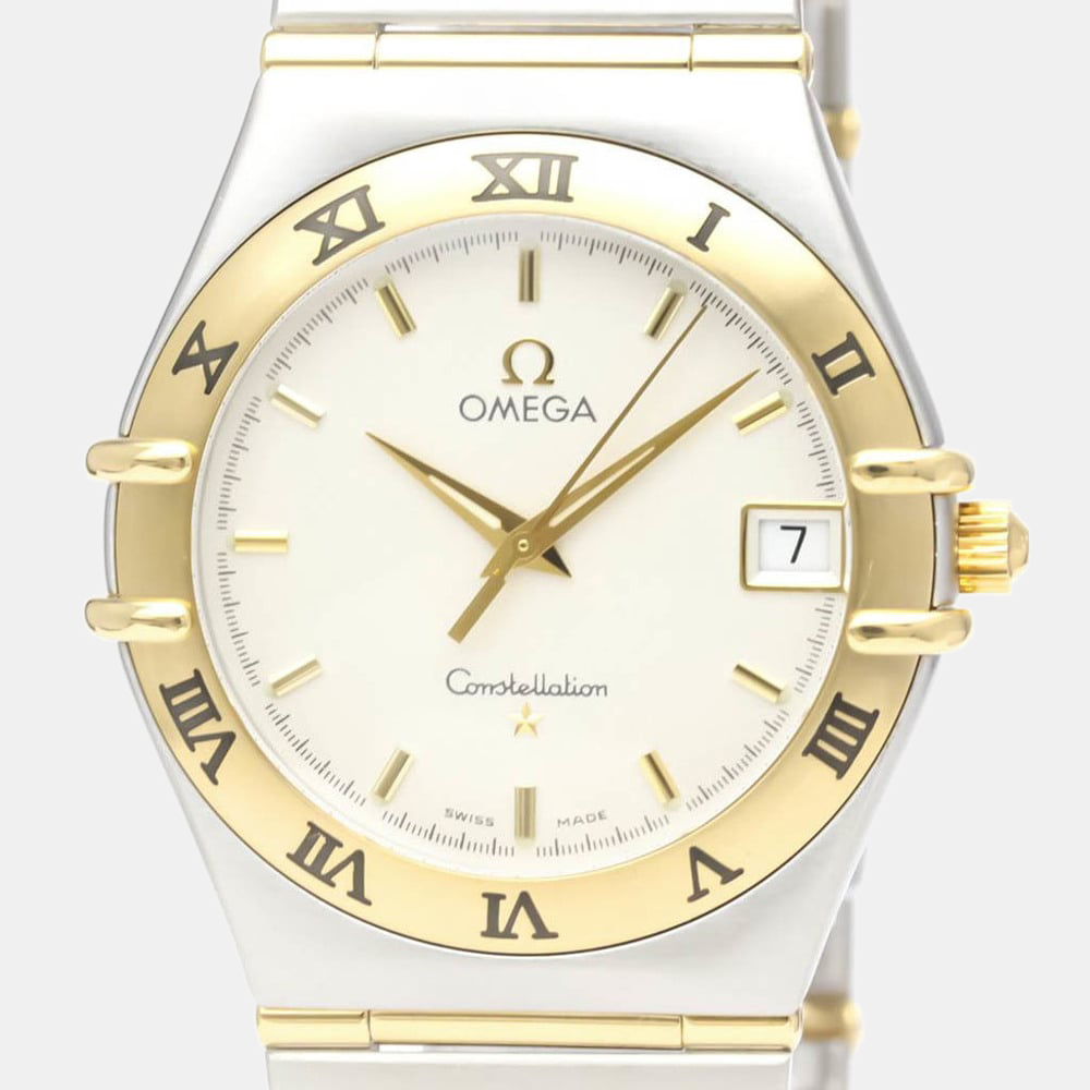 

Omega Silver 18k Yellow Gold And Stainless Steel Constellation 1212.30 Quartz Men's Wristwatch 33 mm