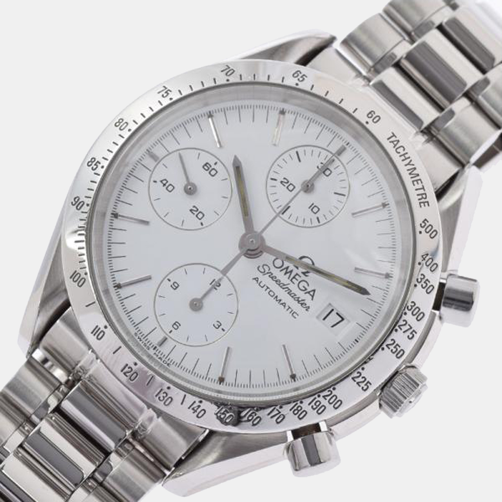 

Omega White Stainless Steel Speedmaster 3511.20 Automatic Men's Wristwatch 39 mm