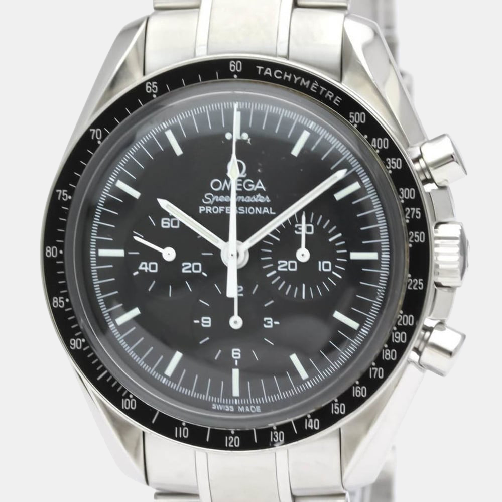 

Omega Black Stainless Steel Speedmaster Professional 3570.50 Manual Winding Men's Wristwatch 42 mm