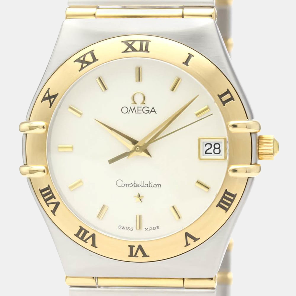 

Omega Silver 18k Yellow Gold And Stainless Steel Constellation 1212.30 Quartz Men's Wristwatch 33 mm