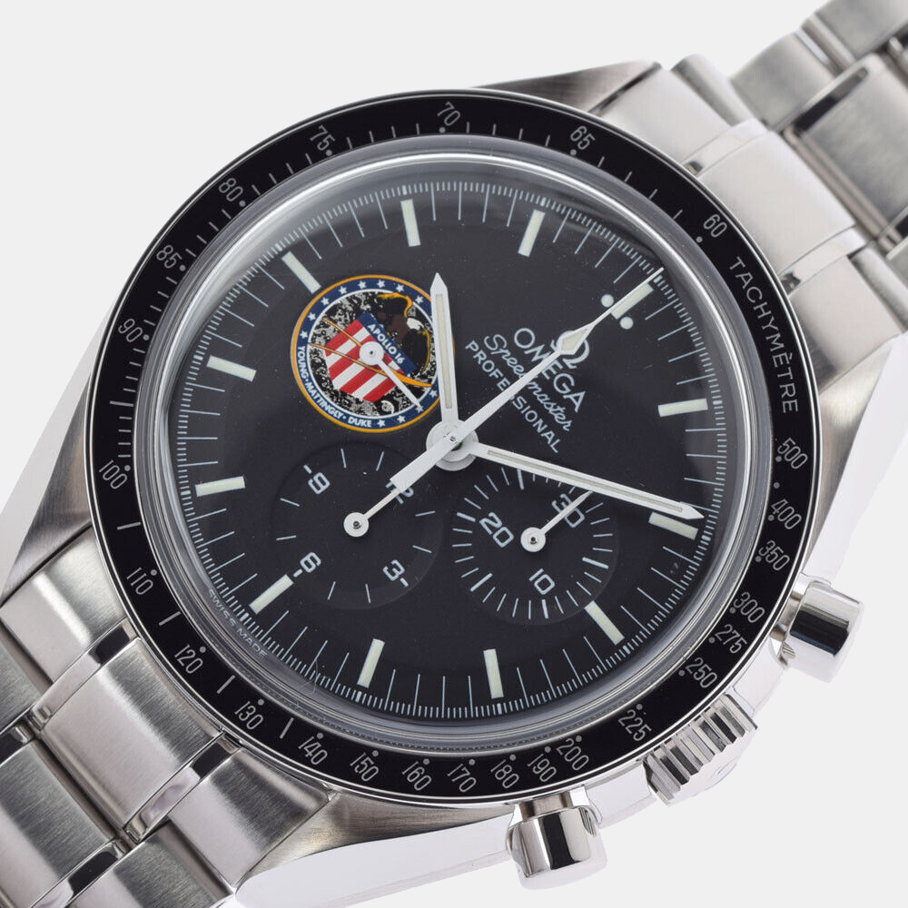 

Omega Black Stainless Steel Speedmaster Professional 3597.19 Manual Winding Men's Wristwatch 42 mm