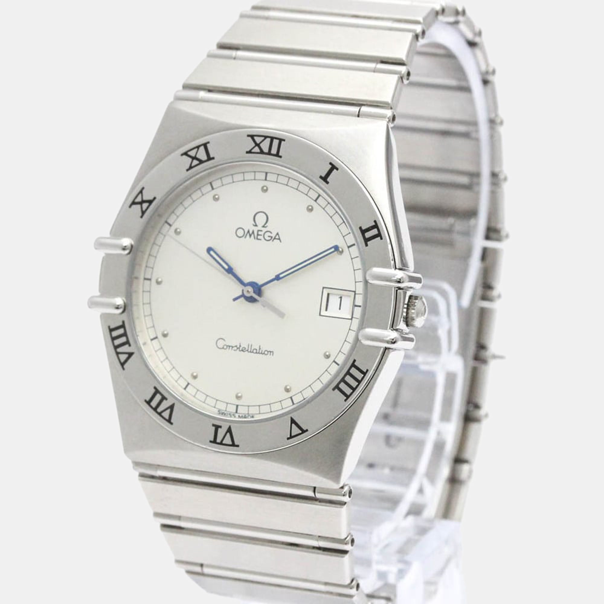 Pre Owned Omega Silver Stainless Steel Constellation 396.1070 Quartz Men's Wristwatch 33 mm