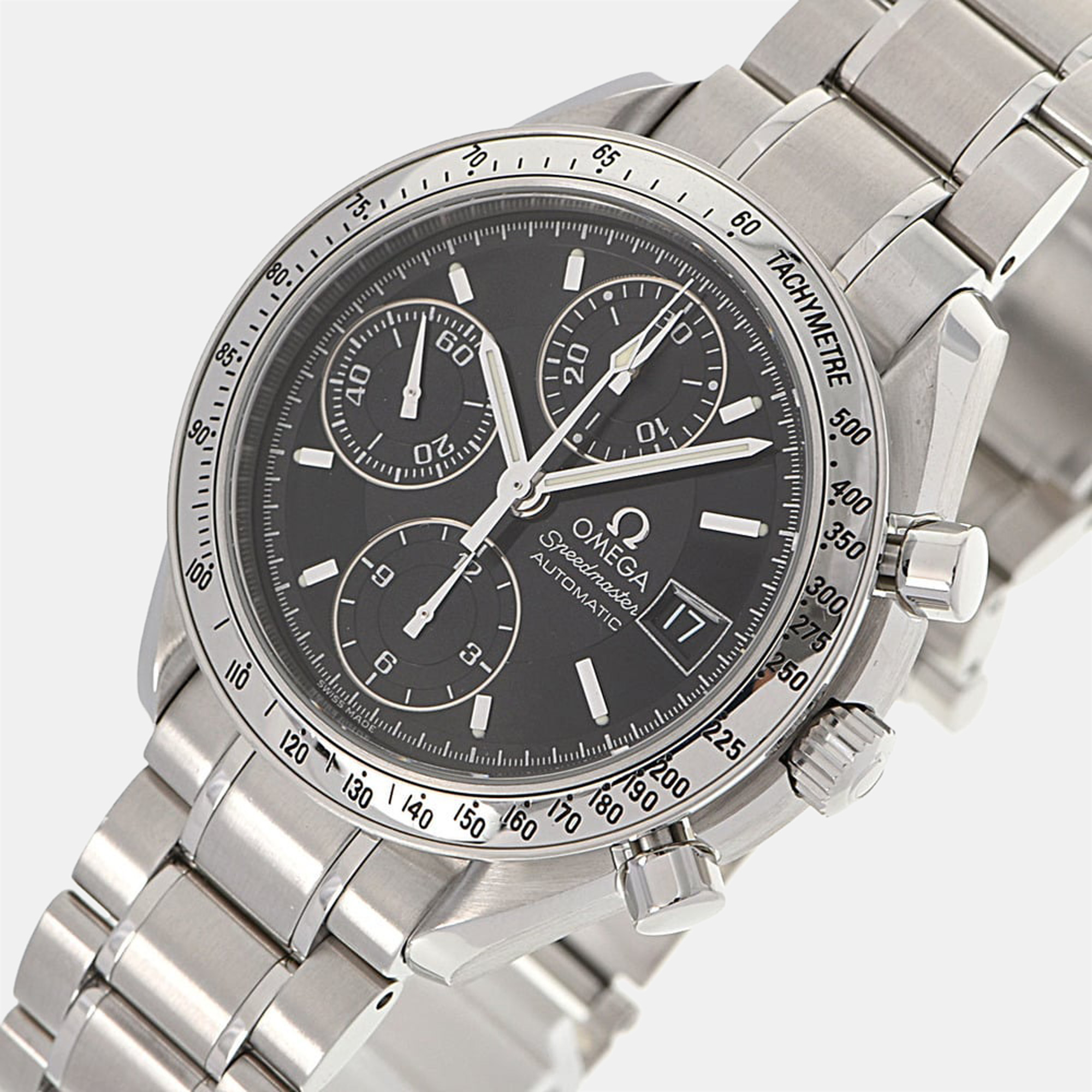 

Omega Black Stainless Steel Speedmaster Automatic Men's Wristwatch 39 mm