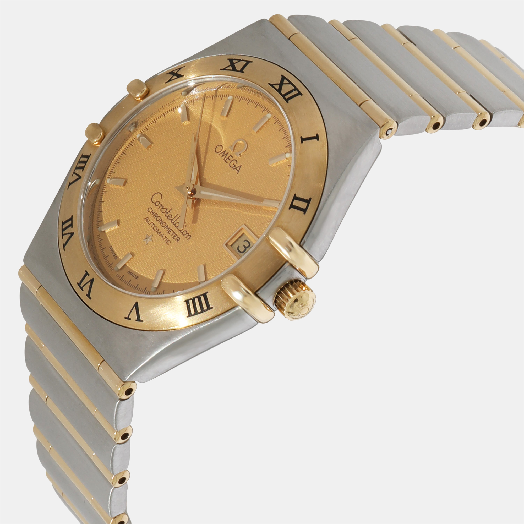 

Omega Champagne 18K Yellow Gold And Stainless Steel Constellation 1202.10.00 Automatic Men's Wristwatch 35 mm