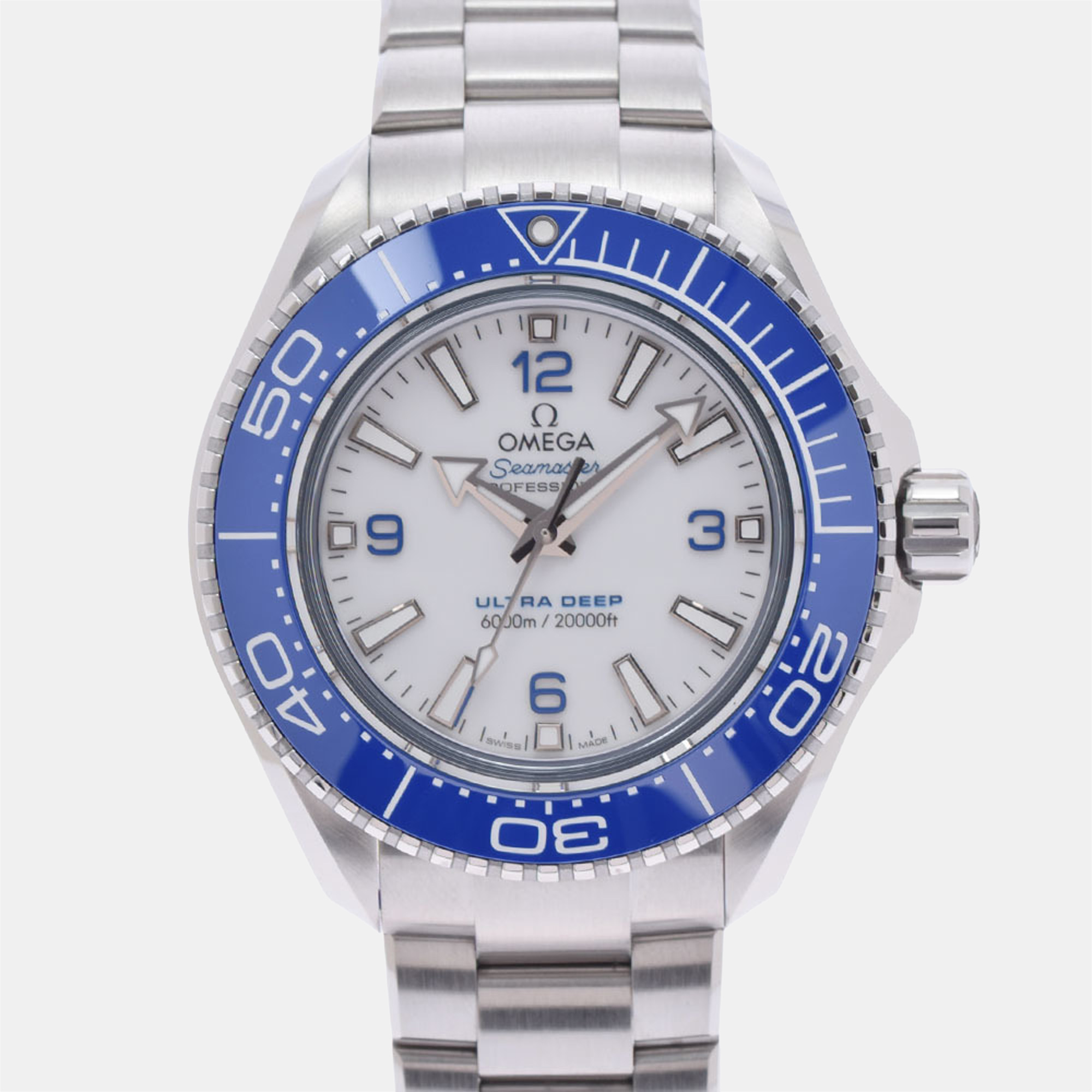 

Omega White Stainless Steel Seamaster Planet Ocean 600M 215.30.46.21.04.001 Automatic Men's Wristwatch 45.5 mm