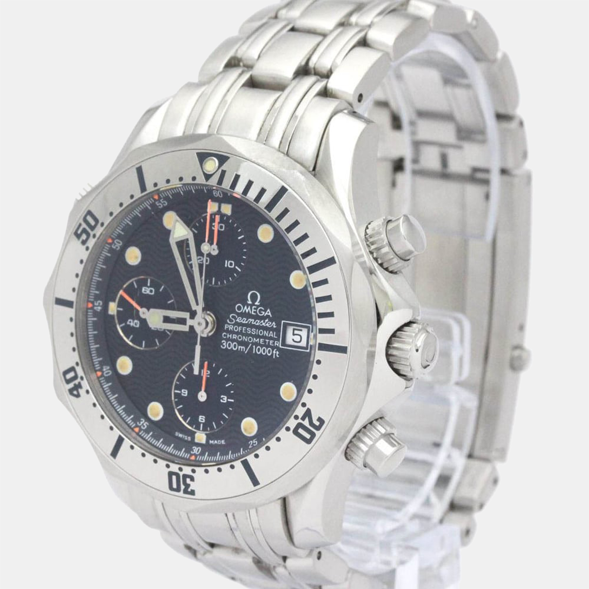 Pre-owned Omega Blue Stainless Steel Seamaster Professional 300m Automatic Men's Wristwatch 42 Mm