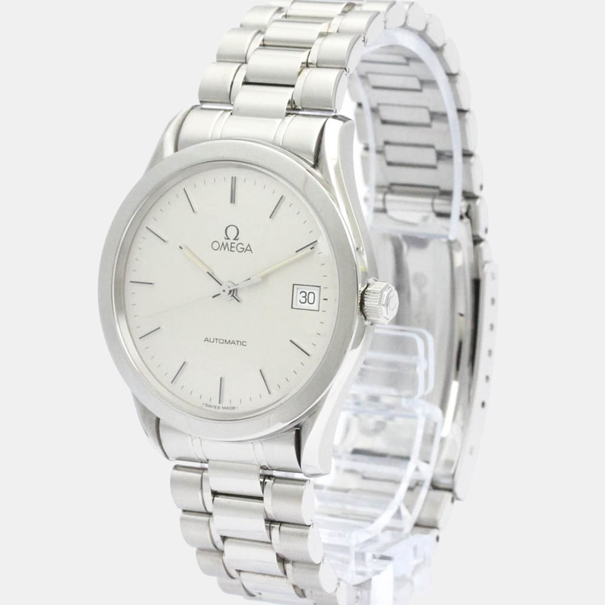 Pre-owned Omega Silver Stainless Steel Classic 3501.30 Automatic Men's Wristwatch 34 Mm