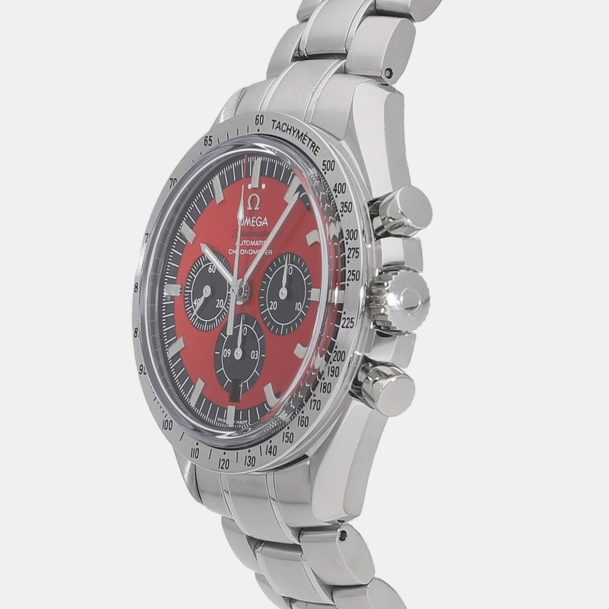 

Omega Red Stainless Steel Speedmaster Legend Michael Schumacher 3506.61 Automatic Chronograph Men's Wristwatch 42 mm