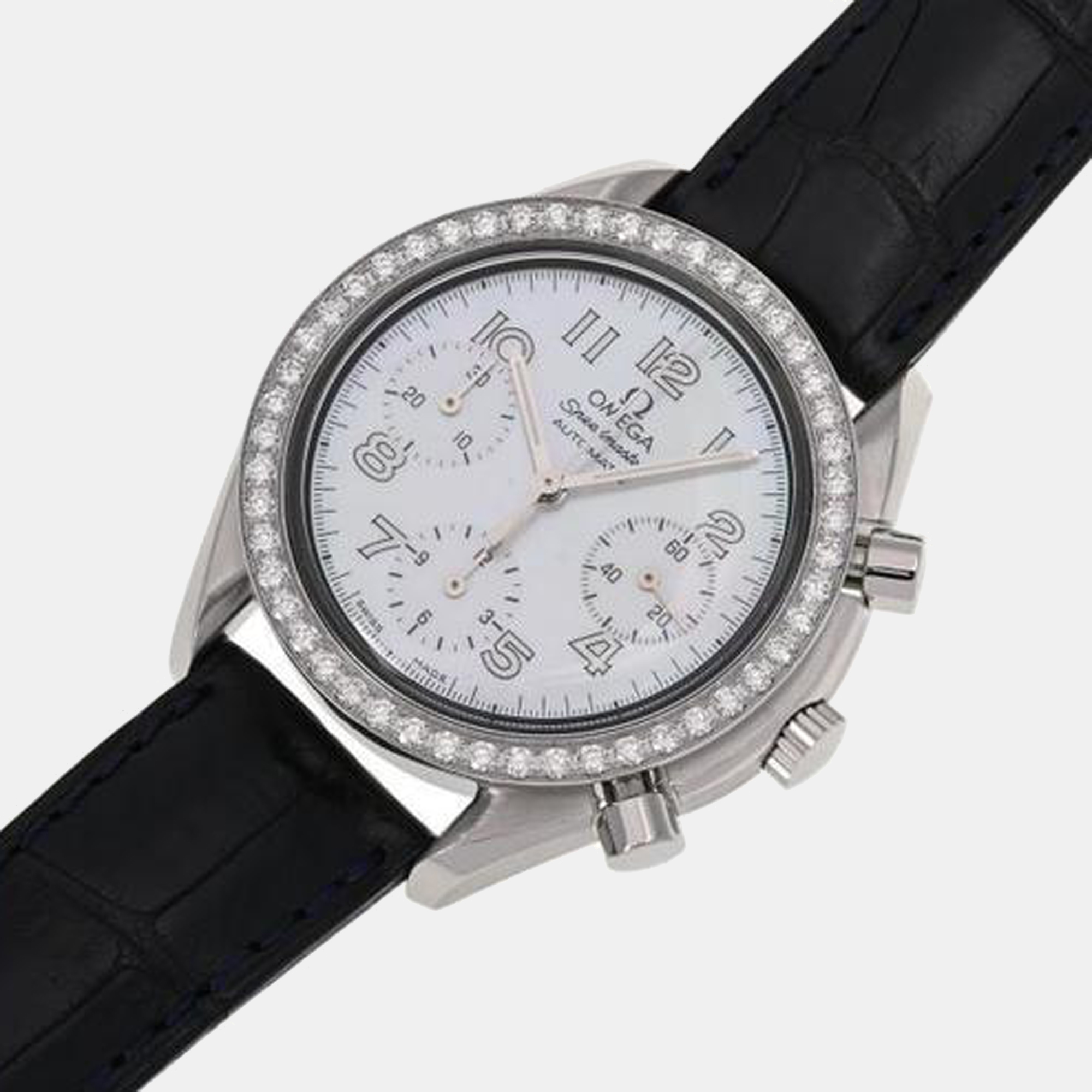 

Omega MOP Diamonds Stainless Steel Speedmaster 3815.70.56 Men's Wristwatch 37 mm, Silver