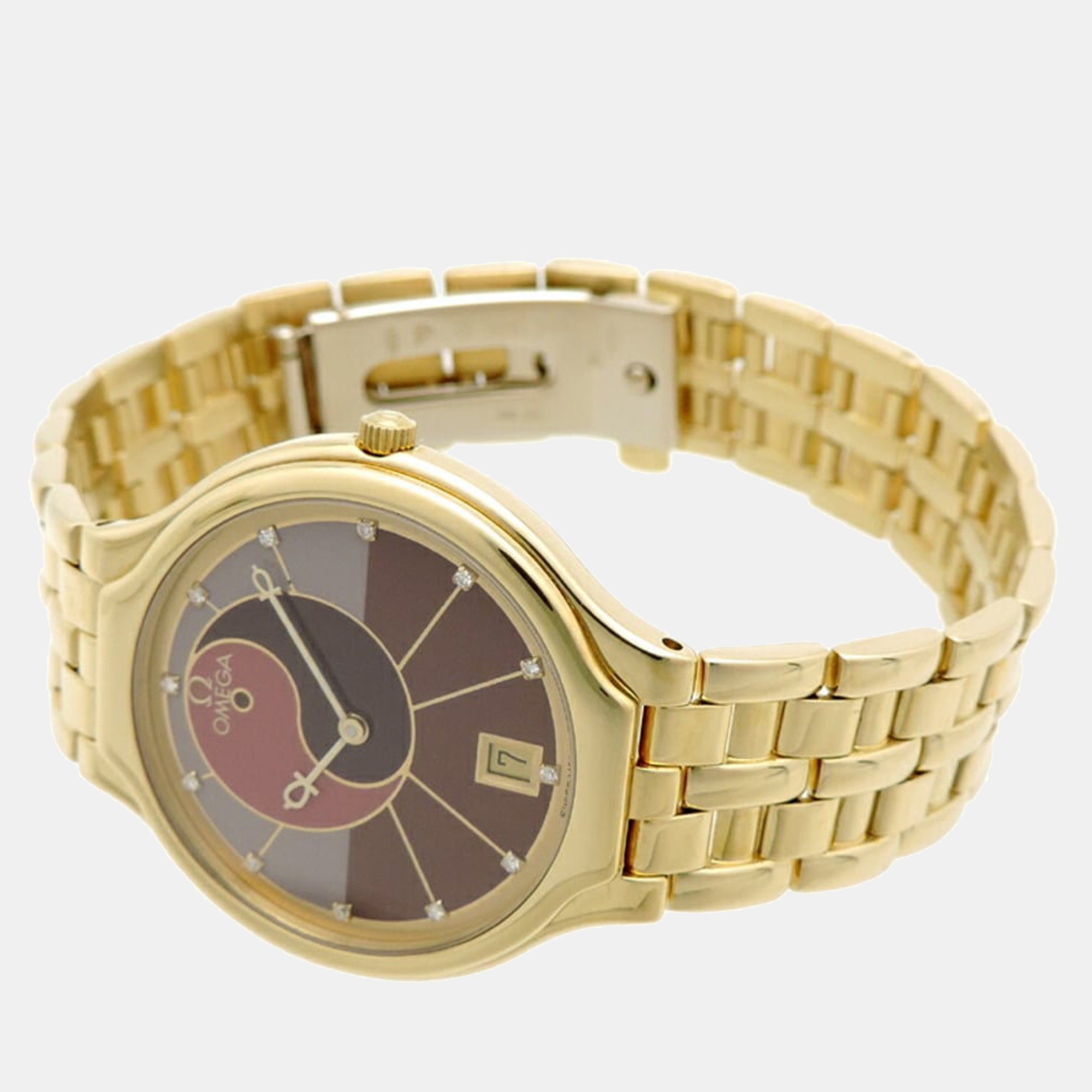 

Omega Red 18K Yellow Gold De Ville 396.1016 Quartz Men's Wristwatch 32 mm