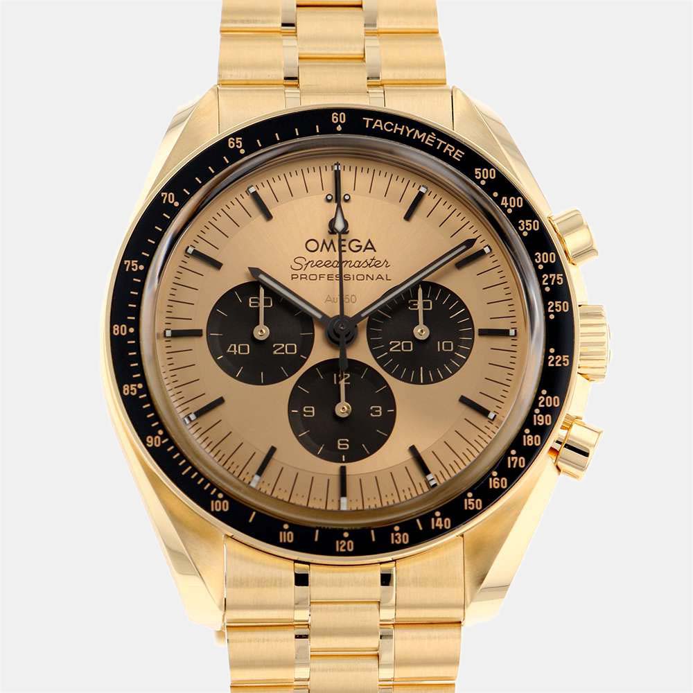 Champagne 18k Yellow Gold Speedmaster 310.60.42.50.99.002 Men&apos;s Wristwatch 42