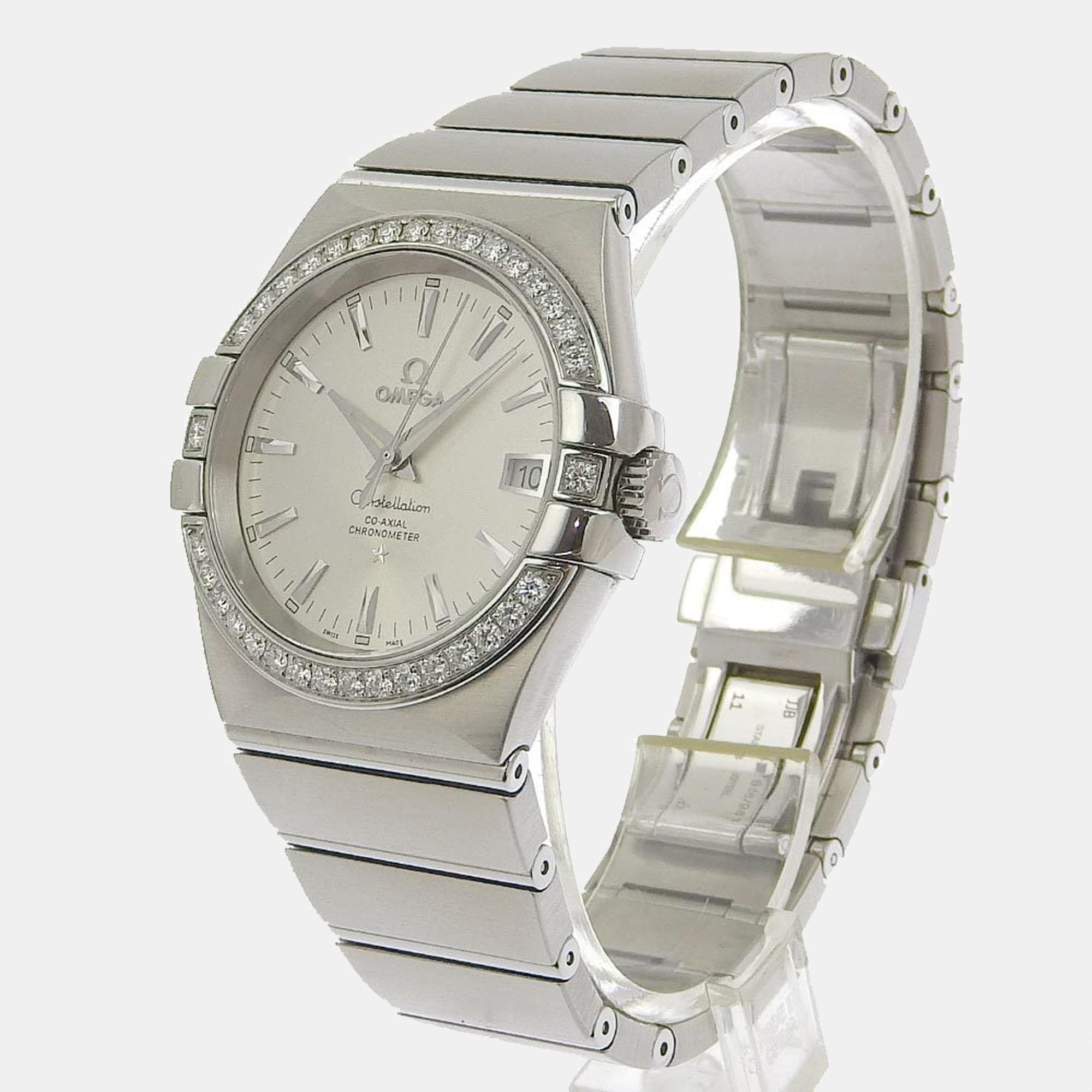 

Omega Silver Diamonds Stainless Steel Constellation 123.15.35.20.02.001 Men's Wristwatch 37 mm