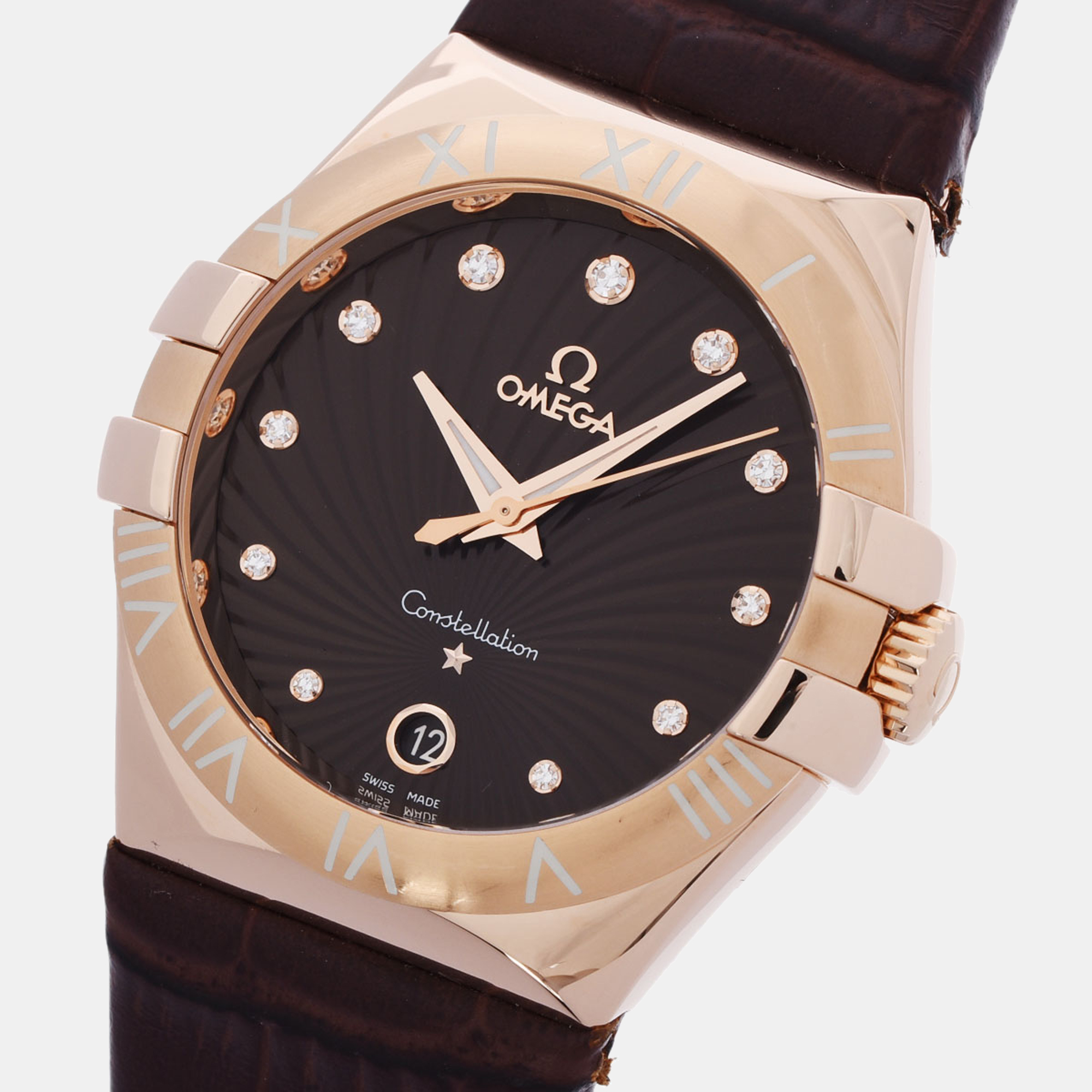 

Omega Brown Diamonds 18k Rose Gold Constellation 123.53.35.60.63.001 Men's Wristwatch 35 mm