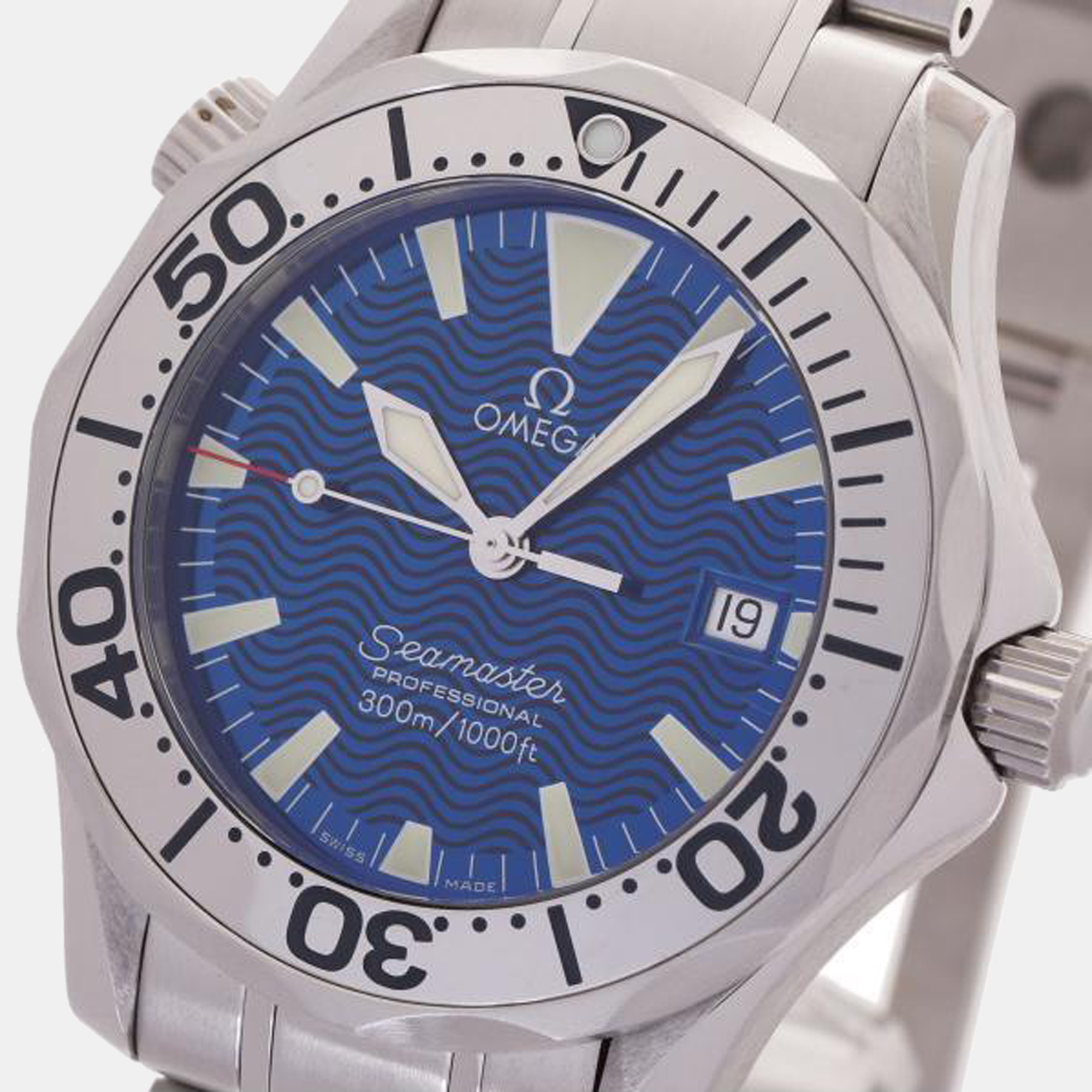 

Omega Blue Stainless Steel Seamaster 2263.80 Men's Wristwatch 36 mm