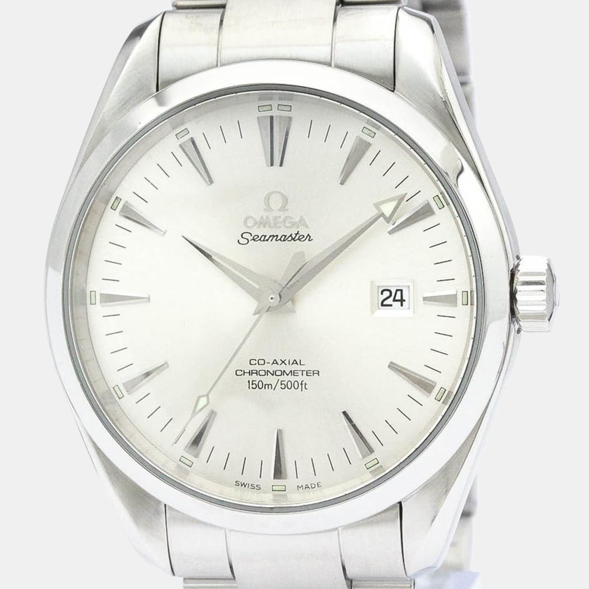 Pre-owned Omega Silver Stainless Steel Seamaster Aqua Terra 2502.30 Men's Wristwatch 42 Mm