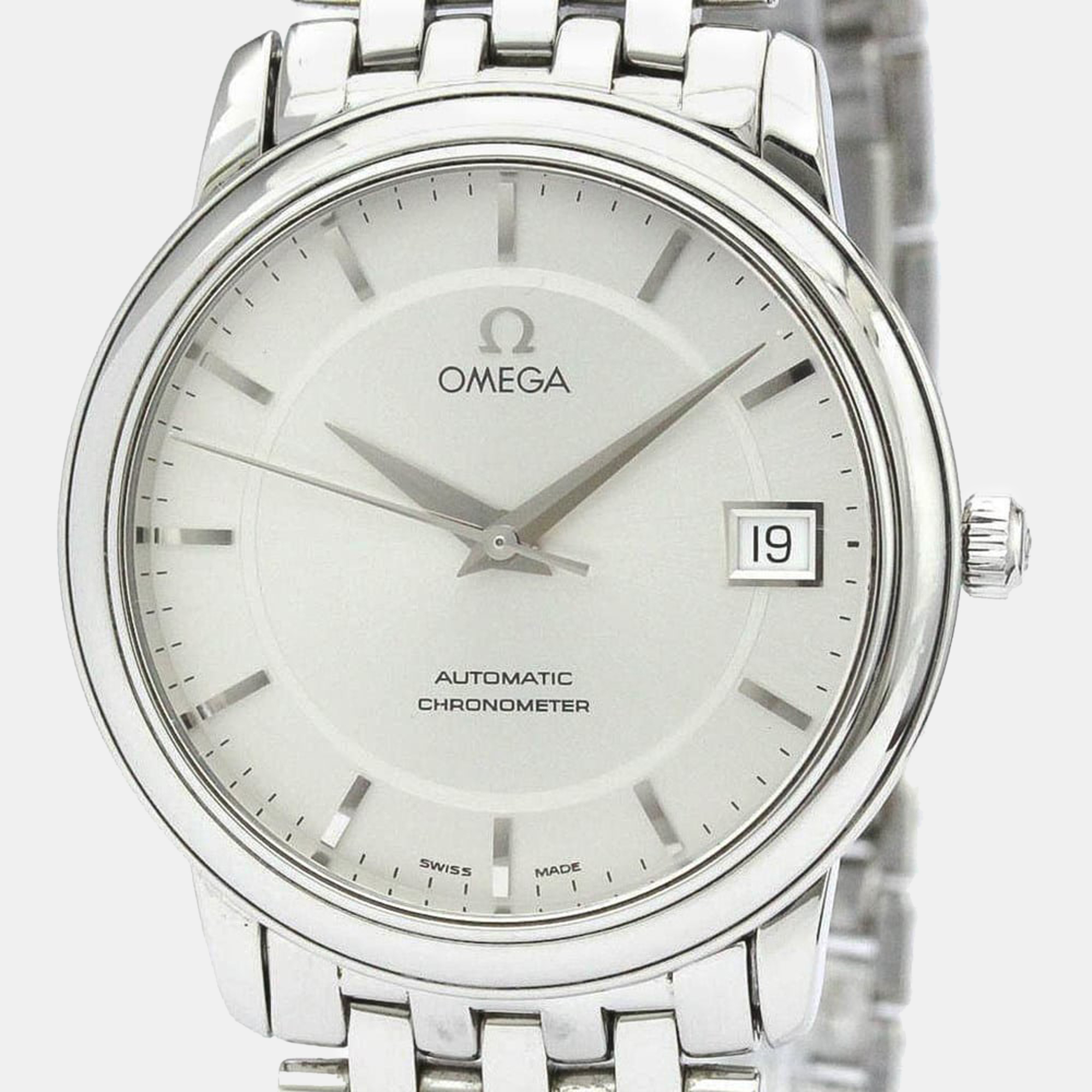 

Omega Silver Stainless Steel De Ville 4500.31 Men's Wristwatch 34 mm