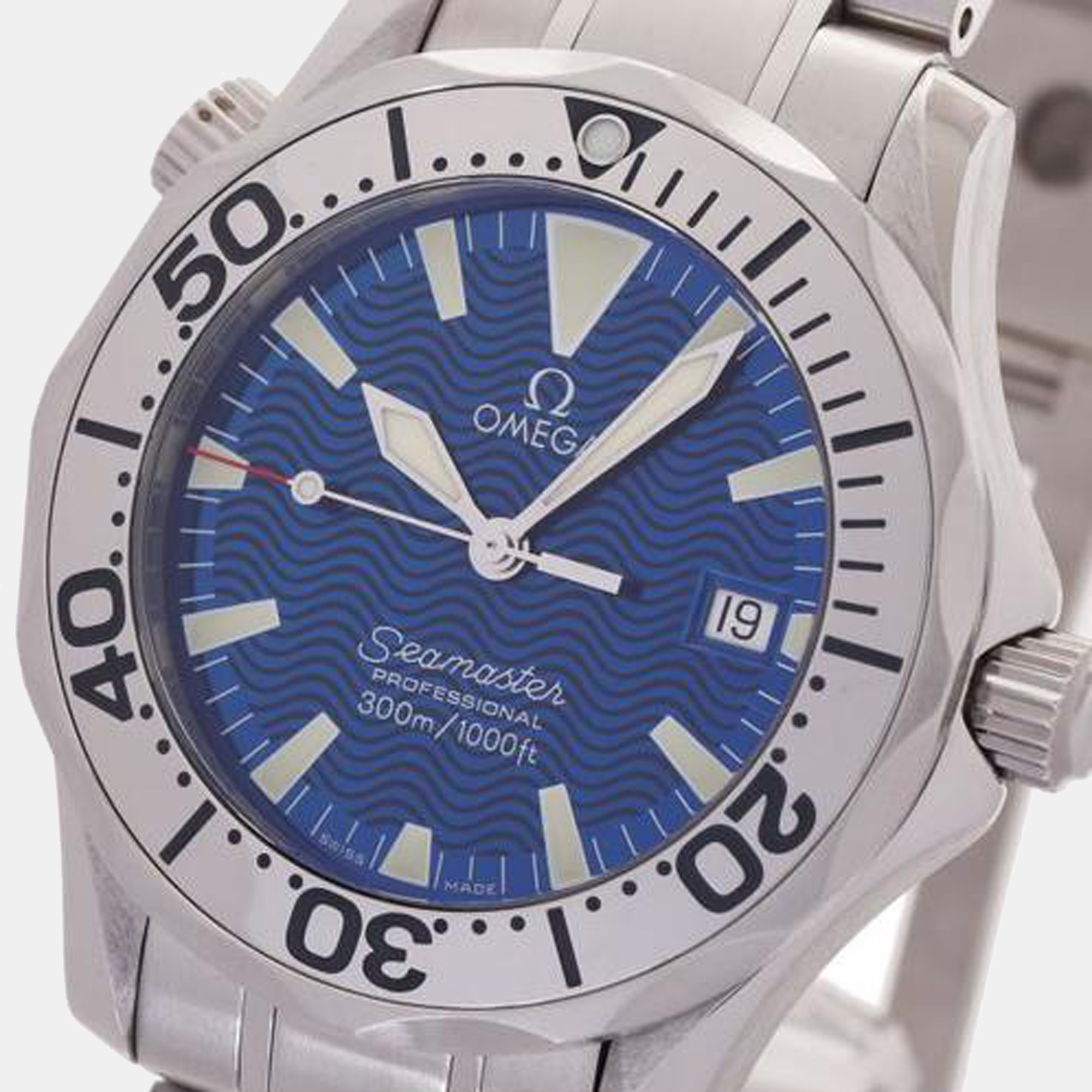 

Omega Blue Stainless Steel Seamaster 300 2263.80 Men's Wristwatch 36 mm