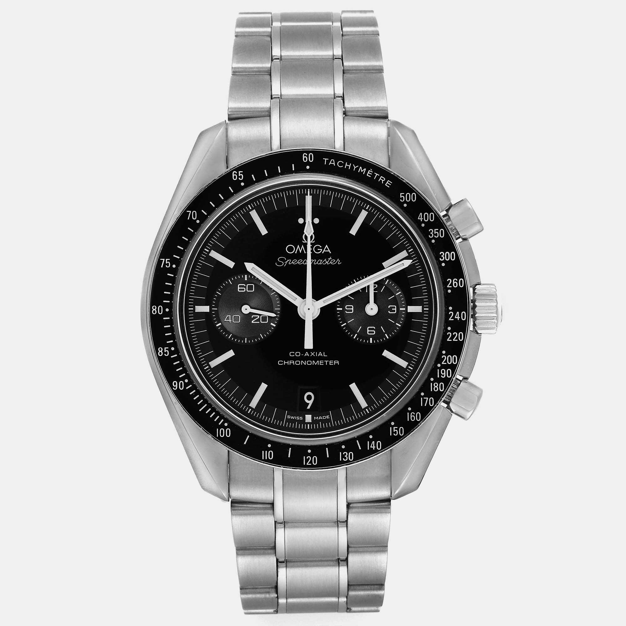 Pre-owned Omega Black Stainless Steel Speedmaster 311.30.44.51.01.002 Automatic Men's Wristwatch 44 Mm