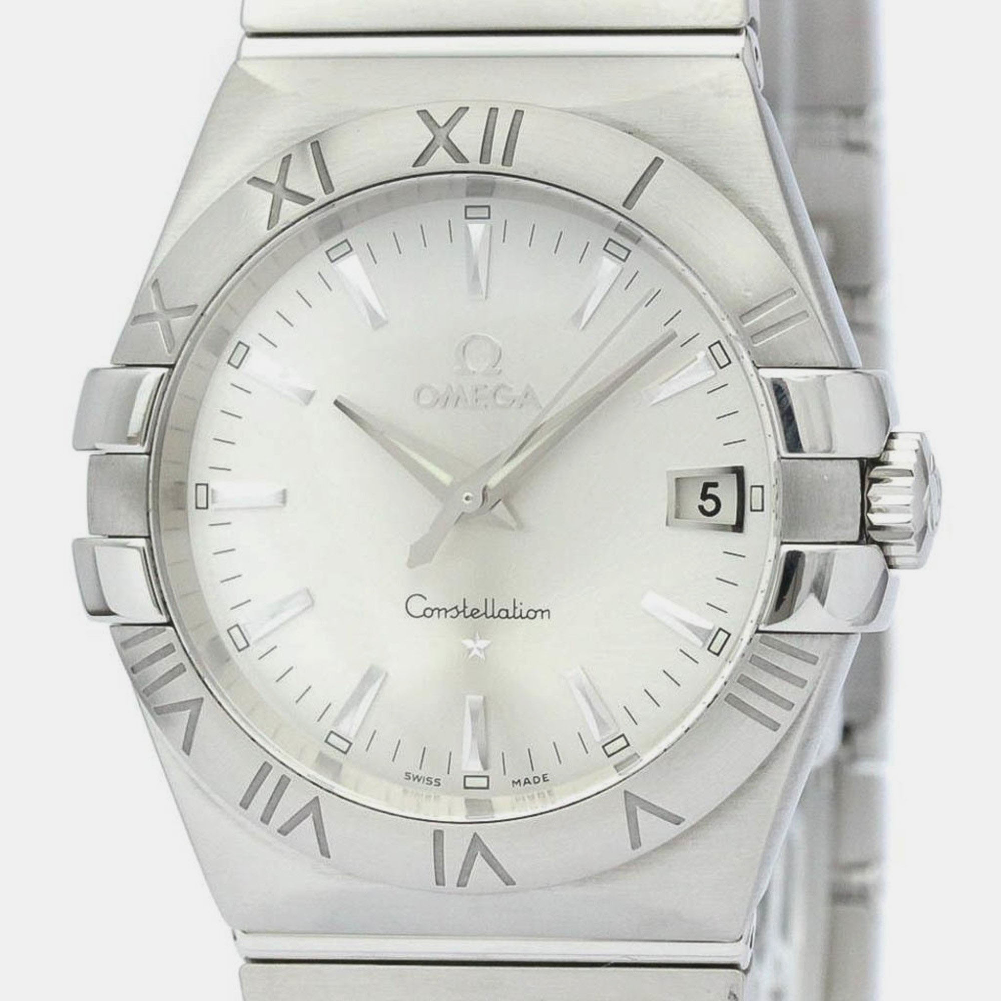 

Omega Silver Stainless Steel Constellation 123.10.35.60.02.001 Quartz Men's Wristwatch 35 mm