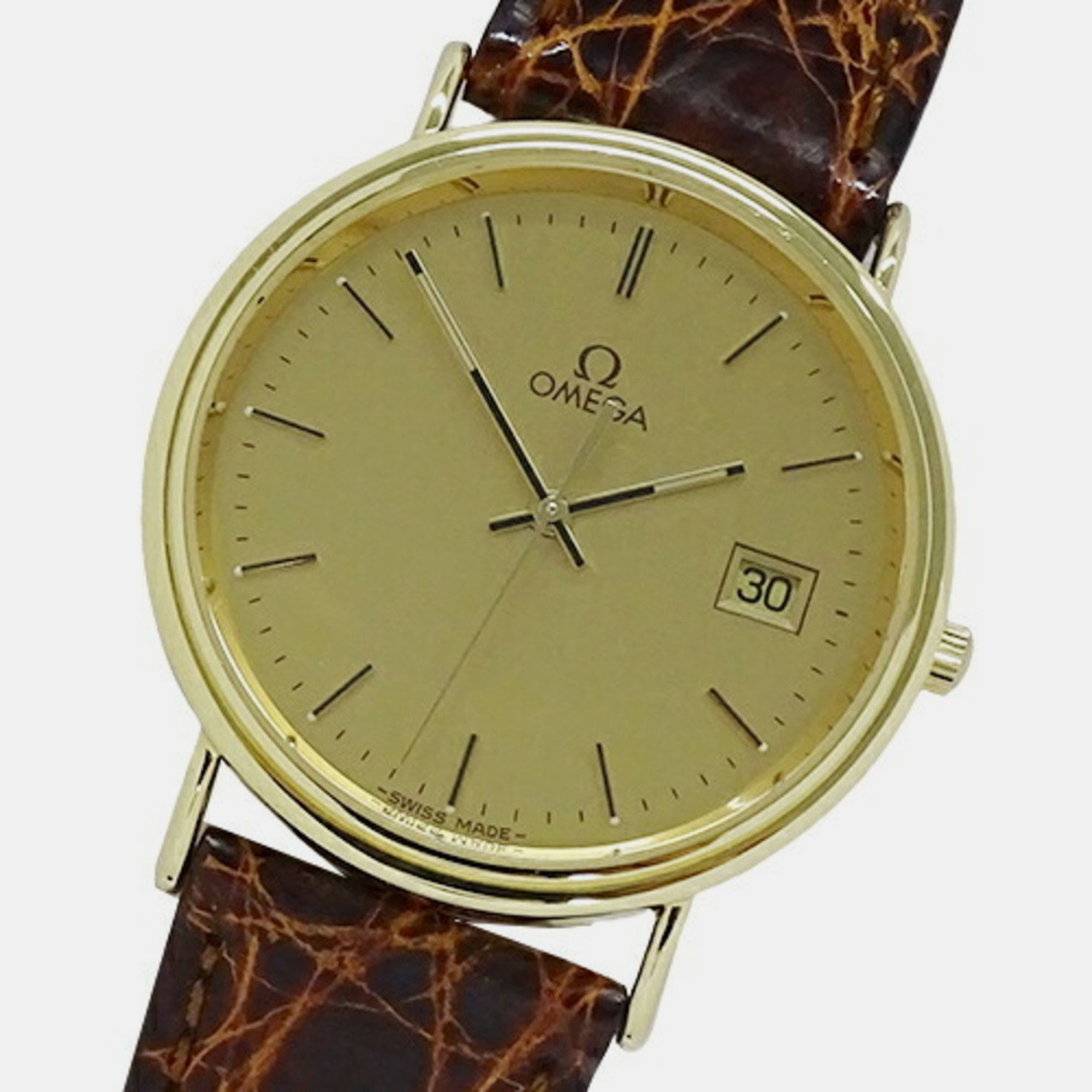 

Omega Gold Yellow Gold Plated Stainless Steel De Ville Quartz Men's Wristwatch 33 mm