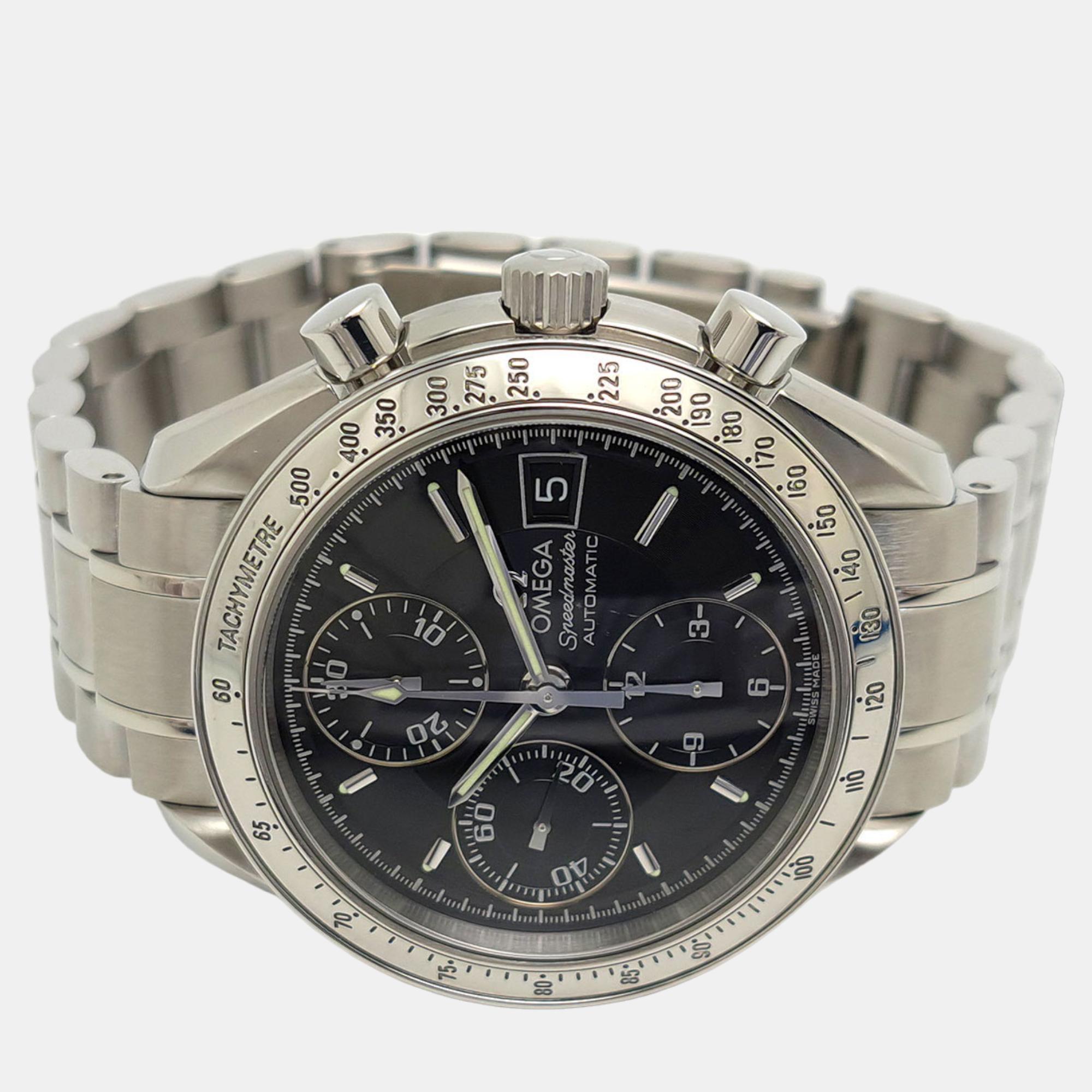 

Omega Black Stainless Steel Speedmaster Automatic Men's Wristwatch 39 mm