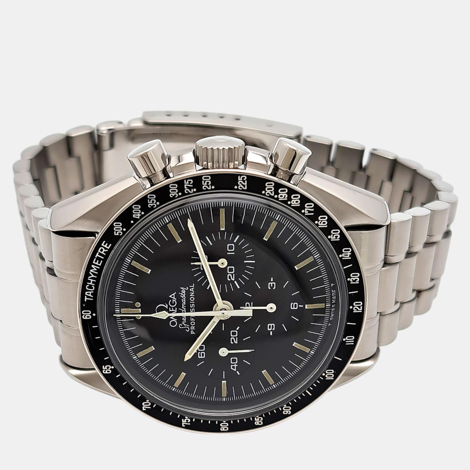 

Omega Black Stainless Steel Speedmaster Automatic Men's Wristwatch 41 mm