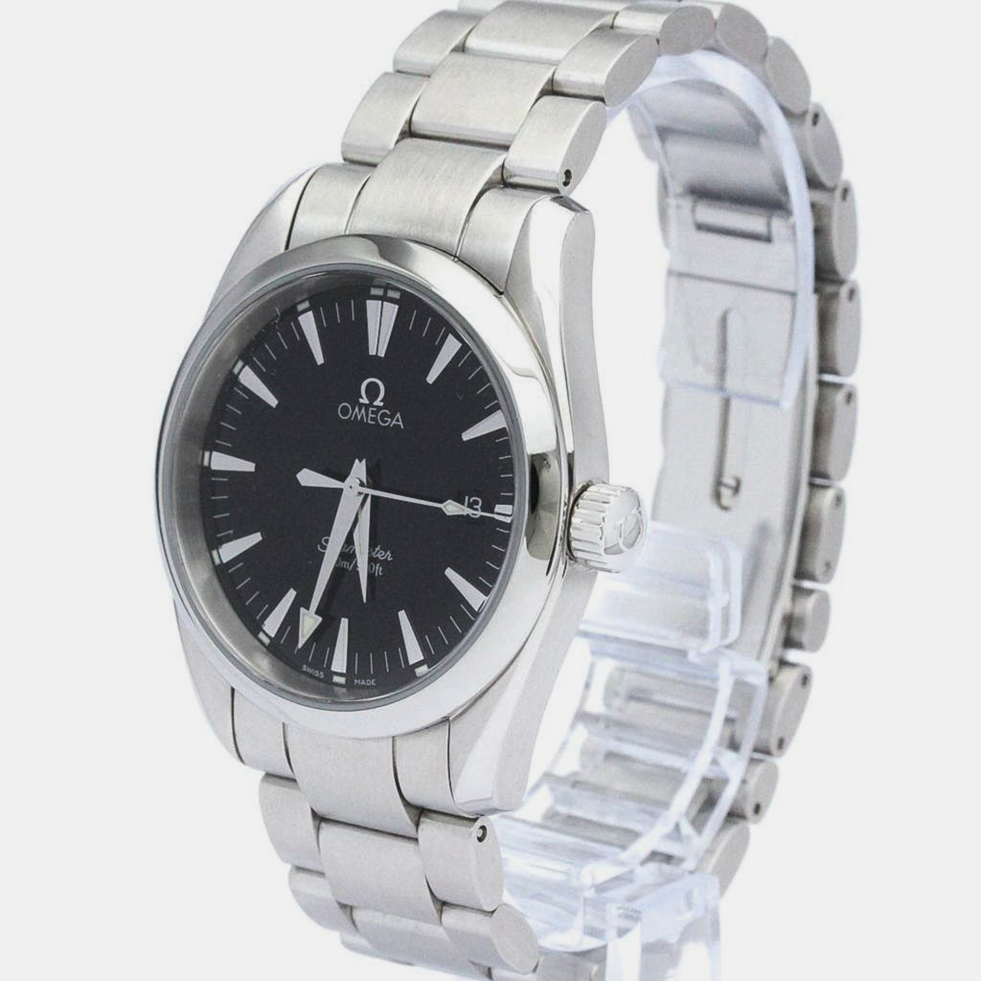 

Omega Black Stainless Steel Seamaster Aqua Terra 2518.50 Quartz Men's Wristwatch 36 mm