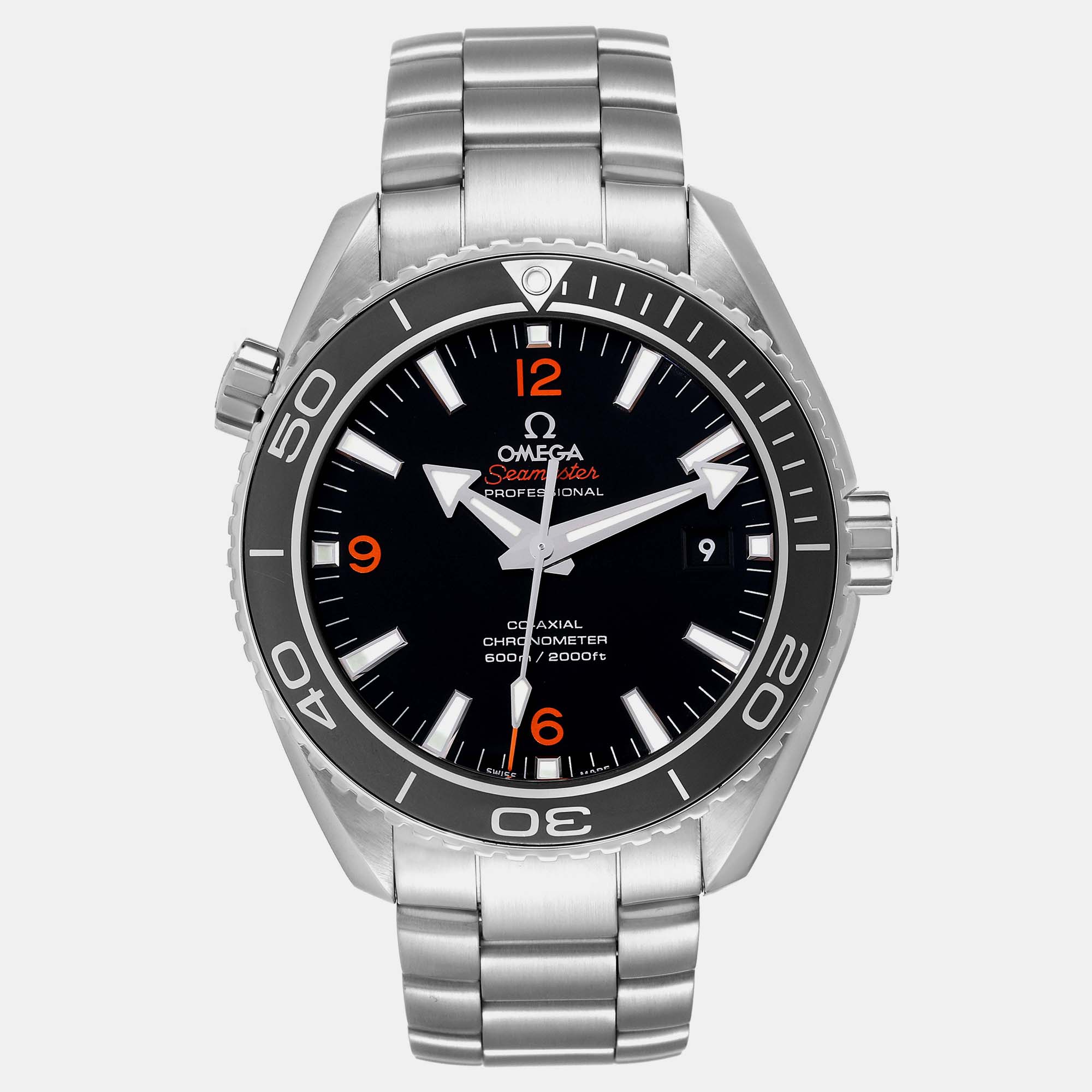 Pre-owned Omega Black Stainless Steel Ceramic Seamaster Planet Ocean 232.30.46.21.01.003 Automatic Men's Wristwatch