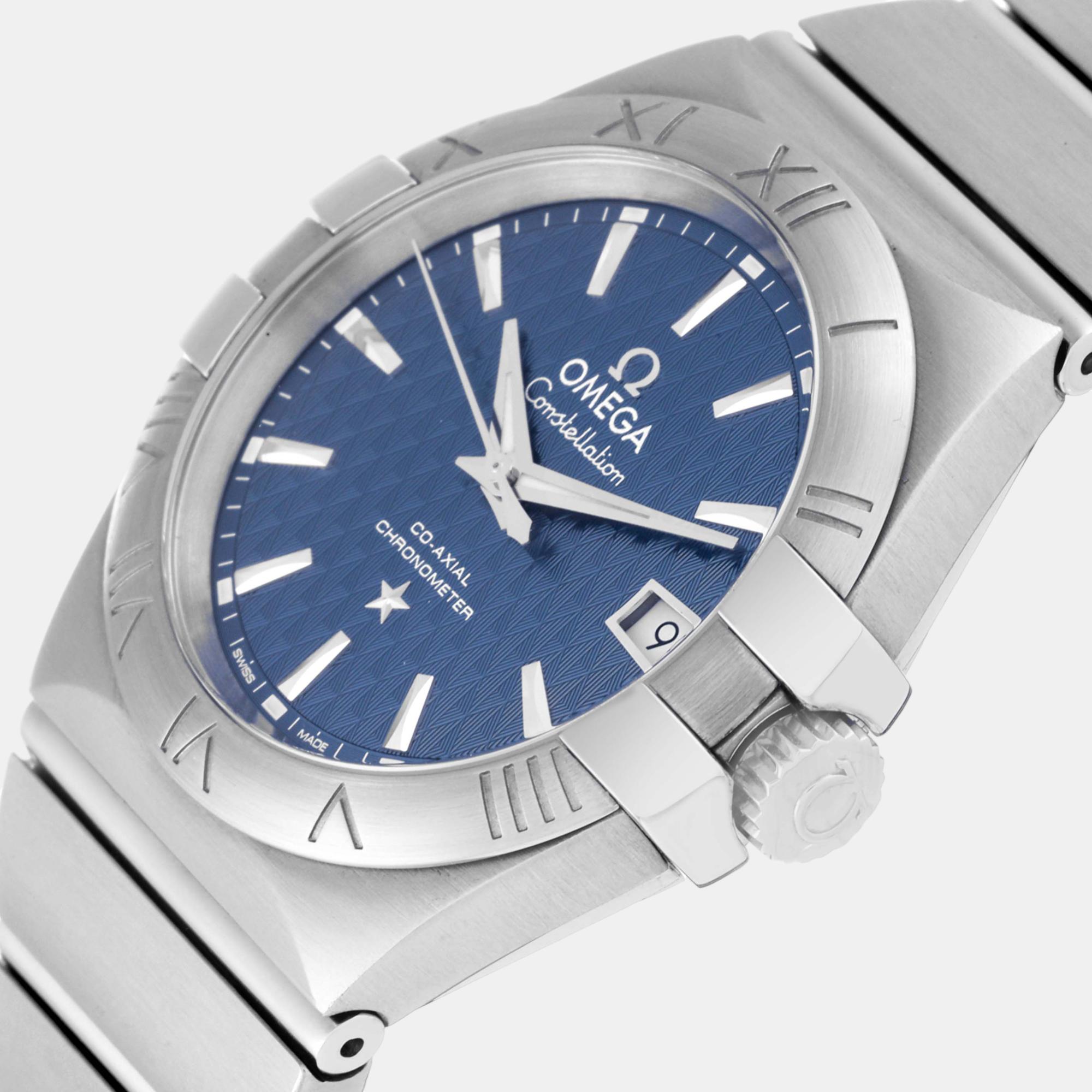 

Omega Blue Stainless Steel Constellation 123.10.35.20.03.002 Automatic Men's Wristwatch 35 mm