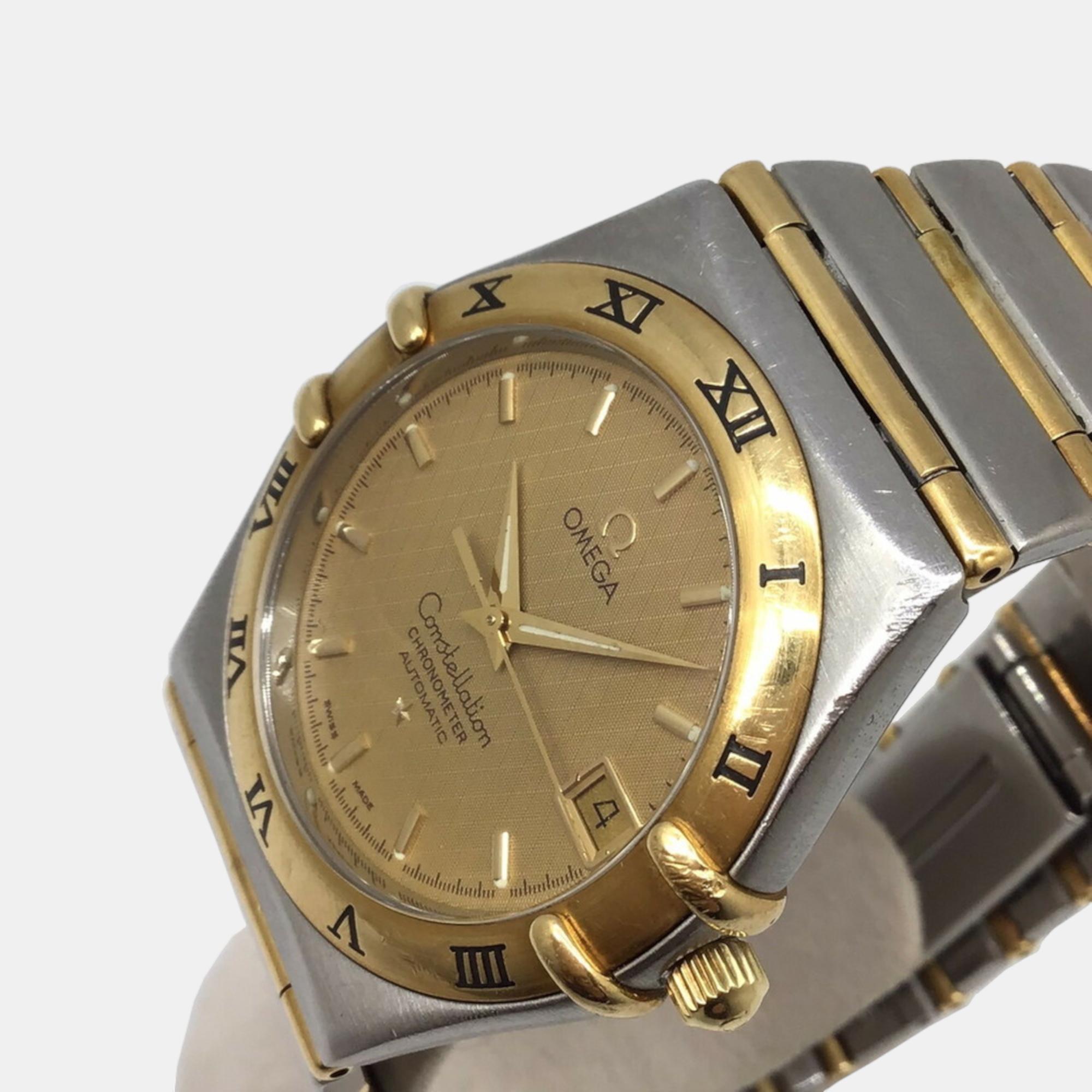 

Omega Gold 18k Yellow Gold And Stainless Steel Constellation 1202.10 Automatic Men's Wristwatch 35 mm