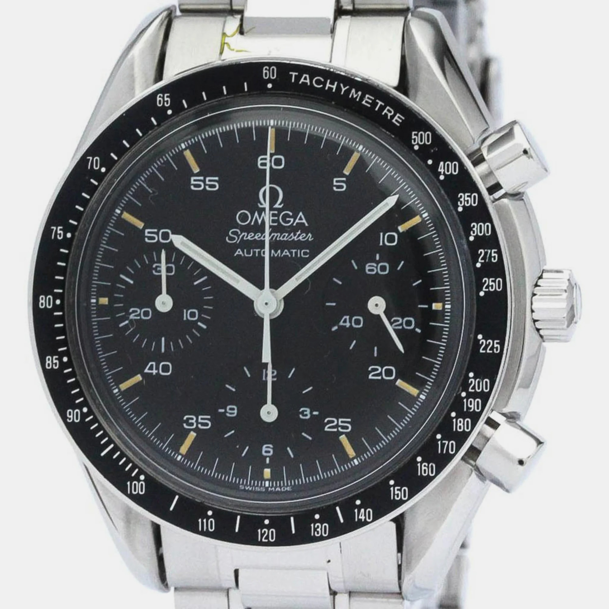 Pre-owned Omega Black Stainless Steel Speedmaster 3510.50 Automatic Men's Wristwatch 39 Mm