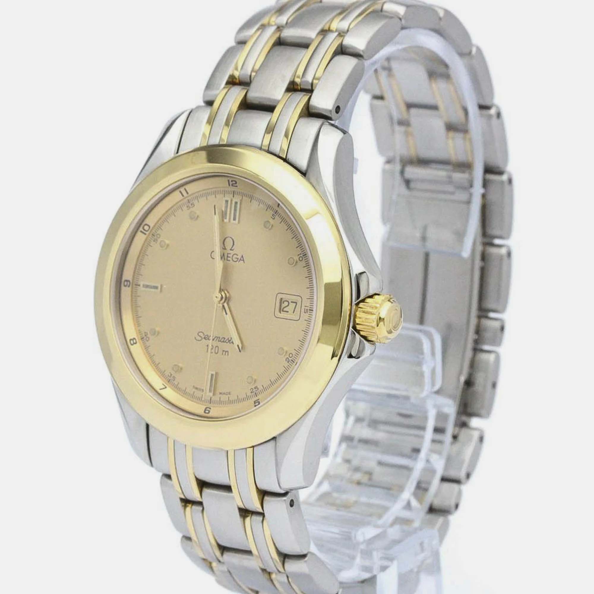 

Omega Gold 18k Yellow Gold And Stainless Steel Seamaster 2311.11 Quartz Men's Wristwatch 36 mm