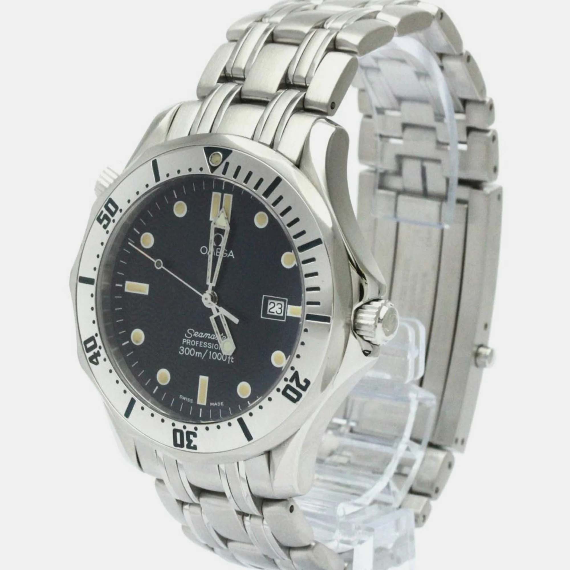 

Omega Blue Stainless Steel Seamaster 2542.80 Quartz Men's Wristwatch 41 mm