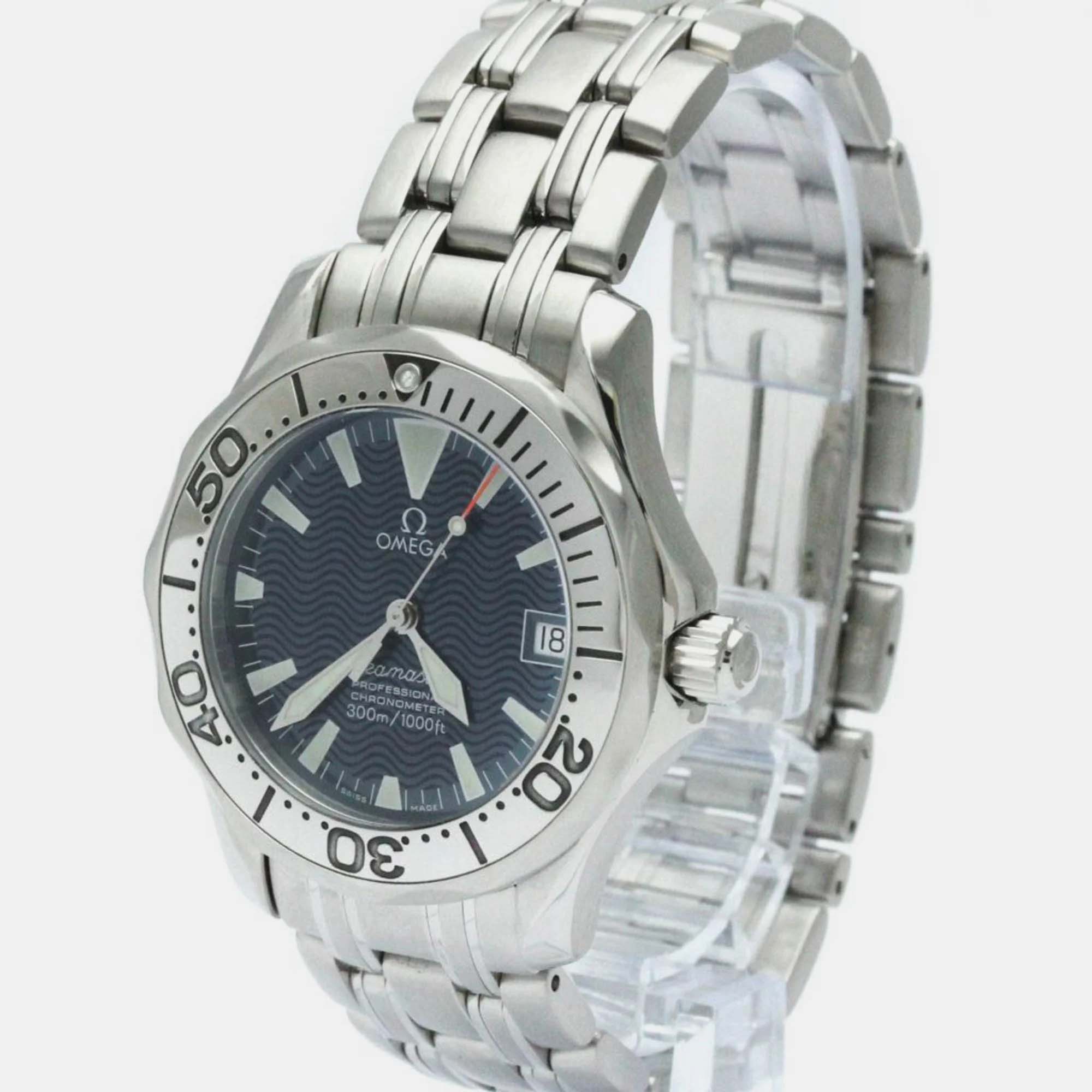 

Omega Blue Stainless Steel Seamaster 2253.80 Automatic Men's Wristwatch 36 mm