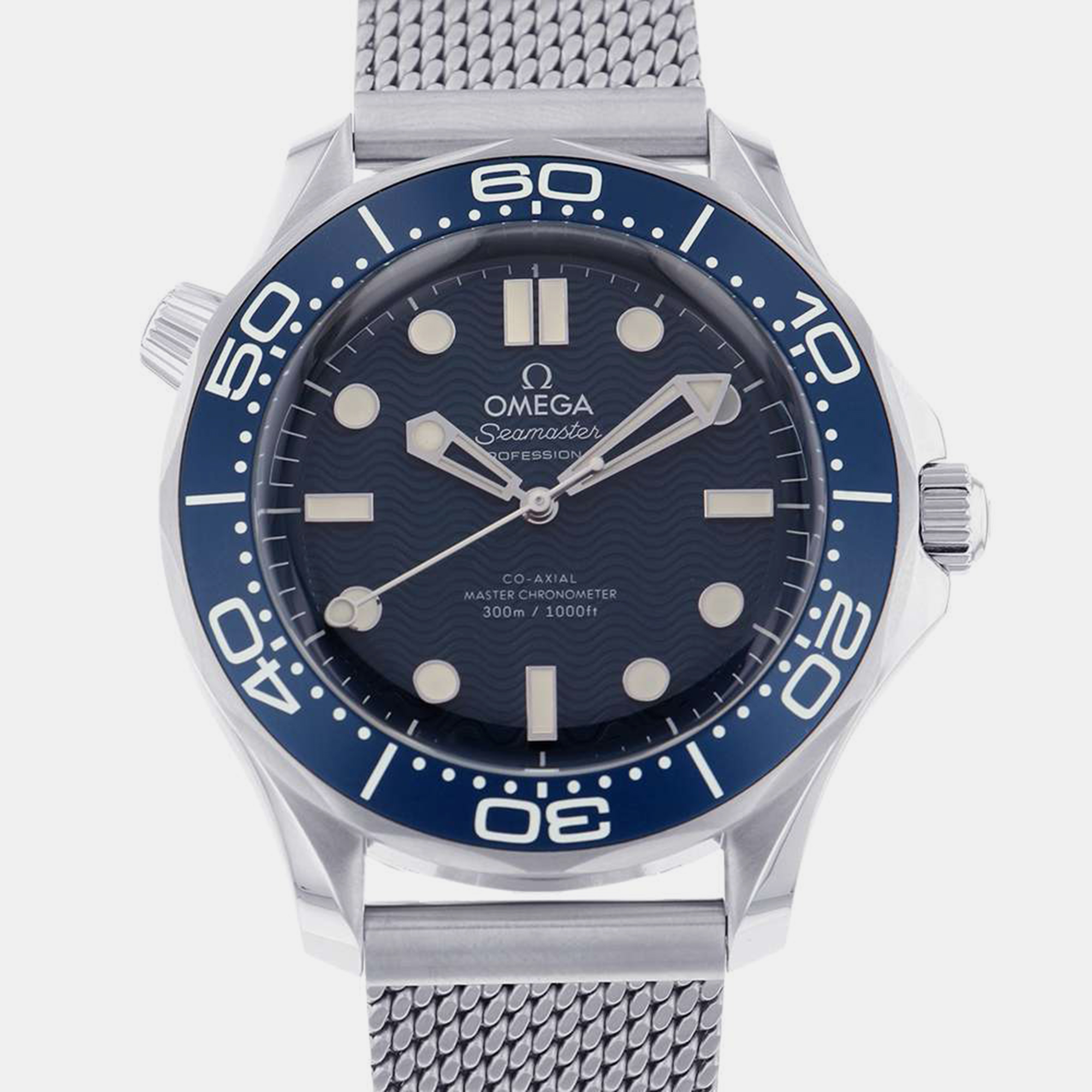 Pre-owned Omega Blue Stainless Steel Seamaster 210.30.42.20.03.002 Automatic Men's Wristwatch 42 Mm
