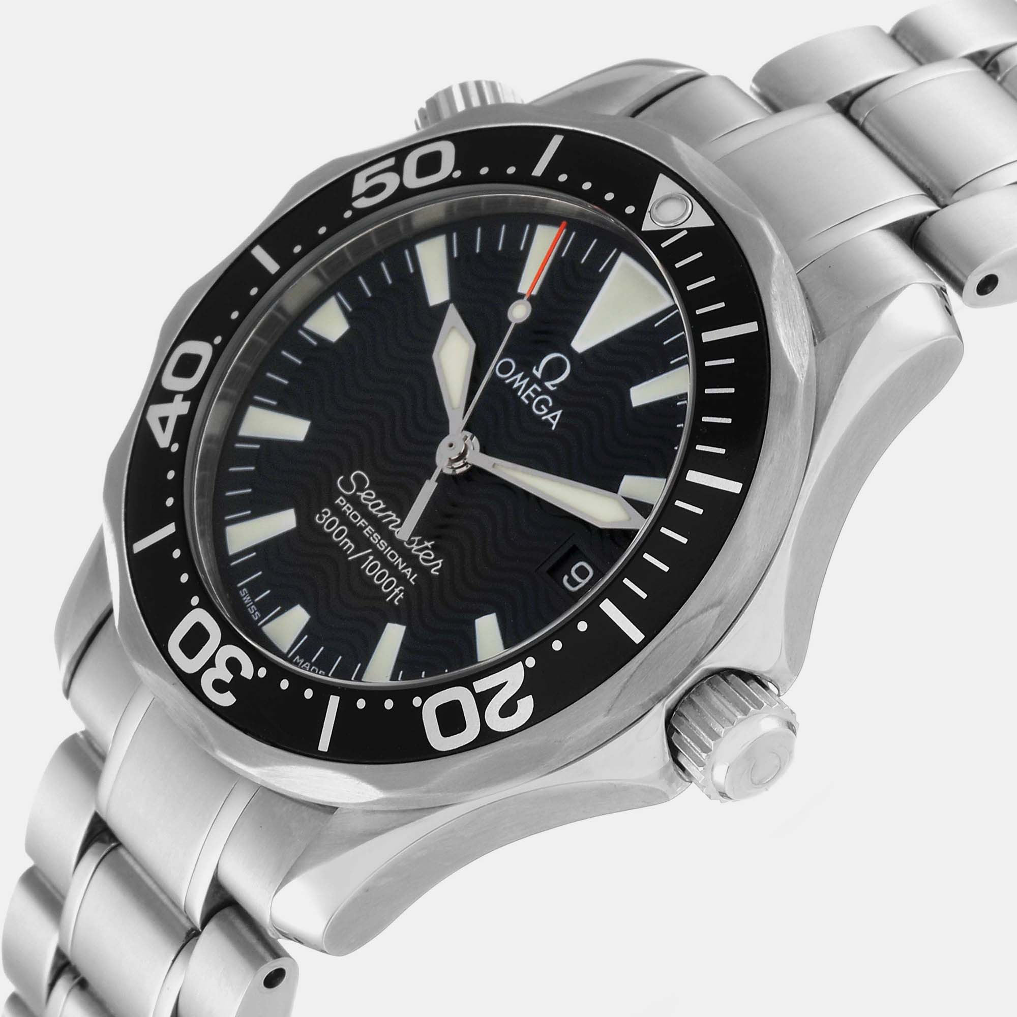 

Omega Black Stainless Steel Seamaster 2262.50.00 Quartz Men's Wristwatch 36 mm