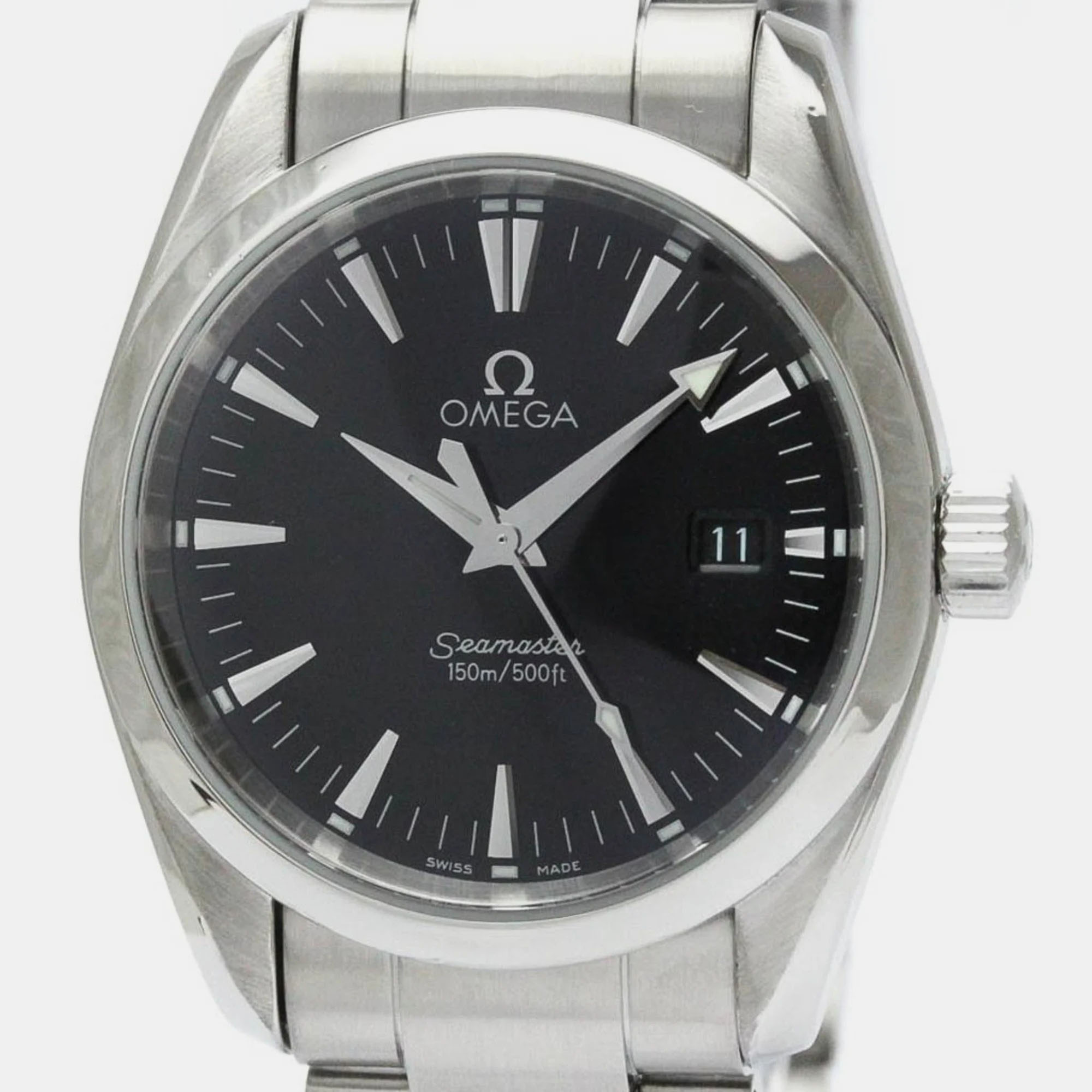 

Omega Black Stainless Steel Seamaster Aqua Terra 2518.50 Quartz Men's Wristwatch 36 mm