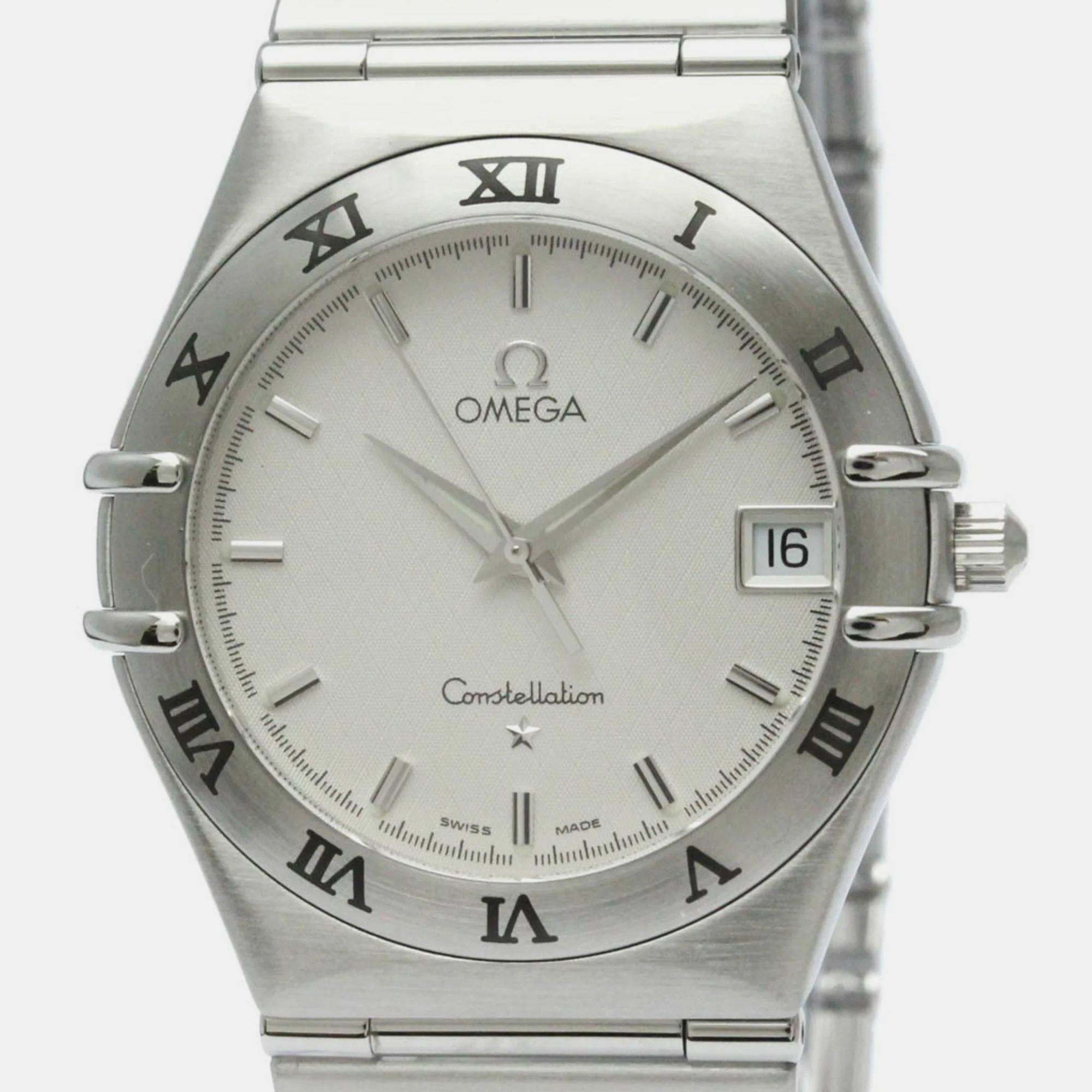 

Omega Silver Stainless Steel Constellation 1512.30 Quartz Men's Wristwatch 33 mm