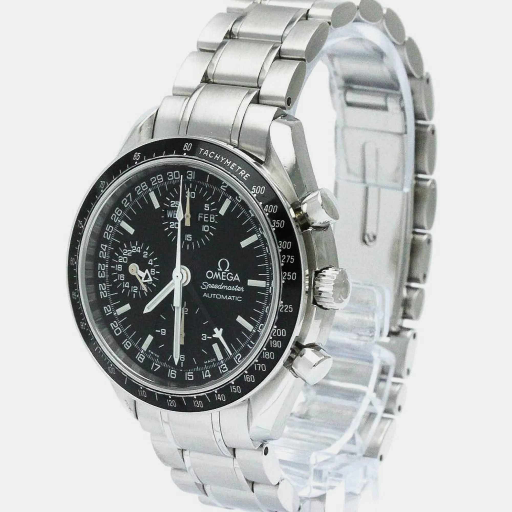 

Omega Black Stainless Steel Speedmaster 3520.50 Automatic Men's Wristwatch 39 mm