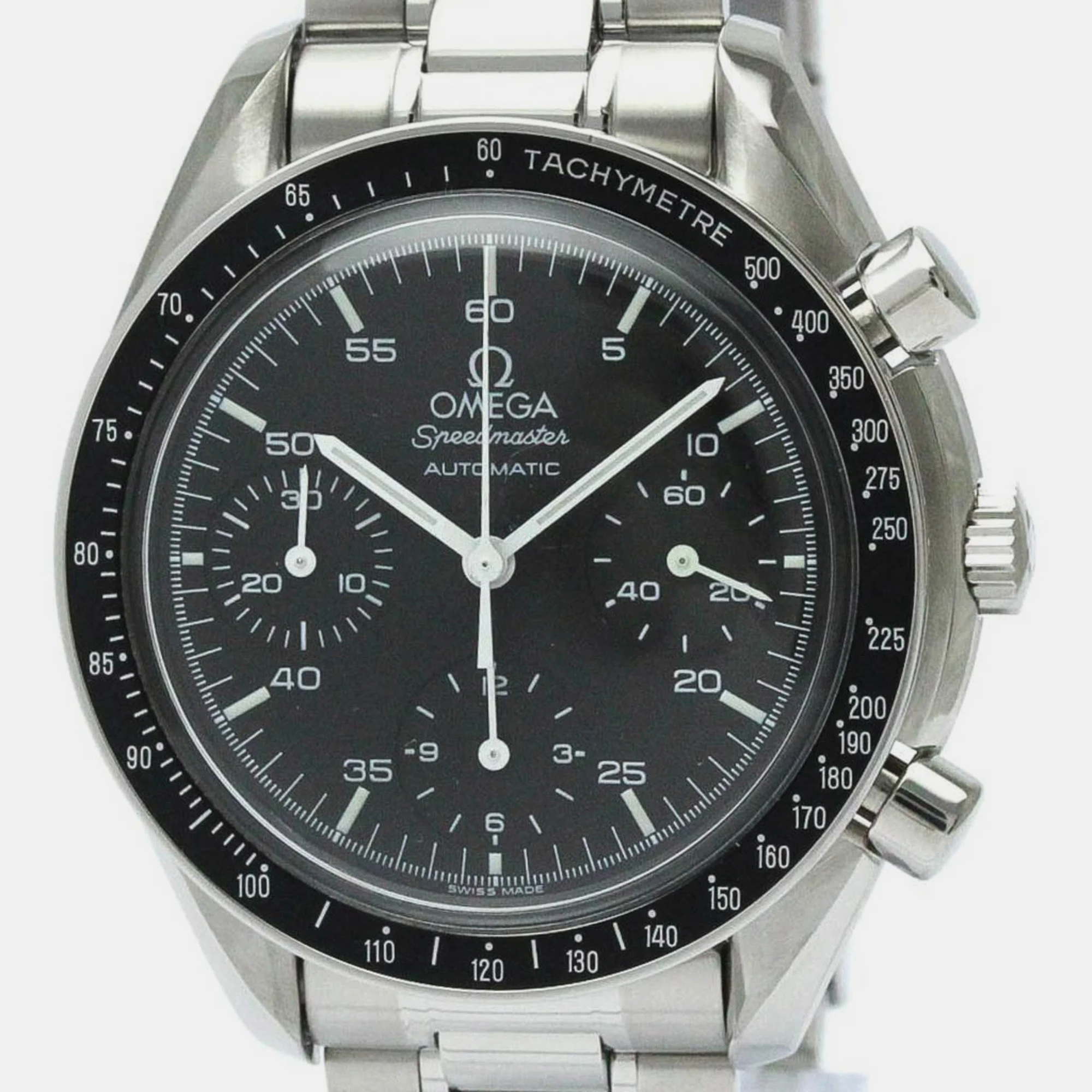 Pre-owned Omega Black Stainless Steel Speedmaster 3510.50 Automatic Men's Wristwatch 39 Mm
